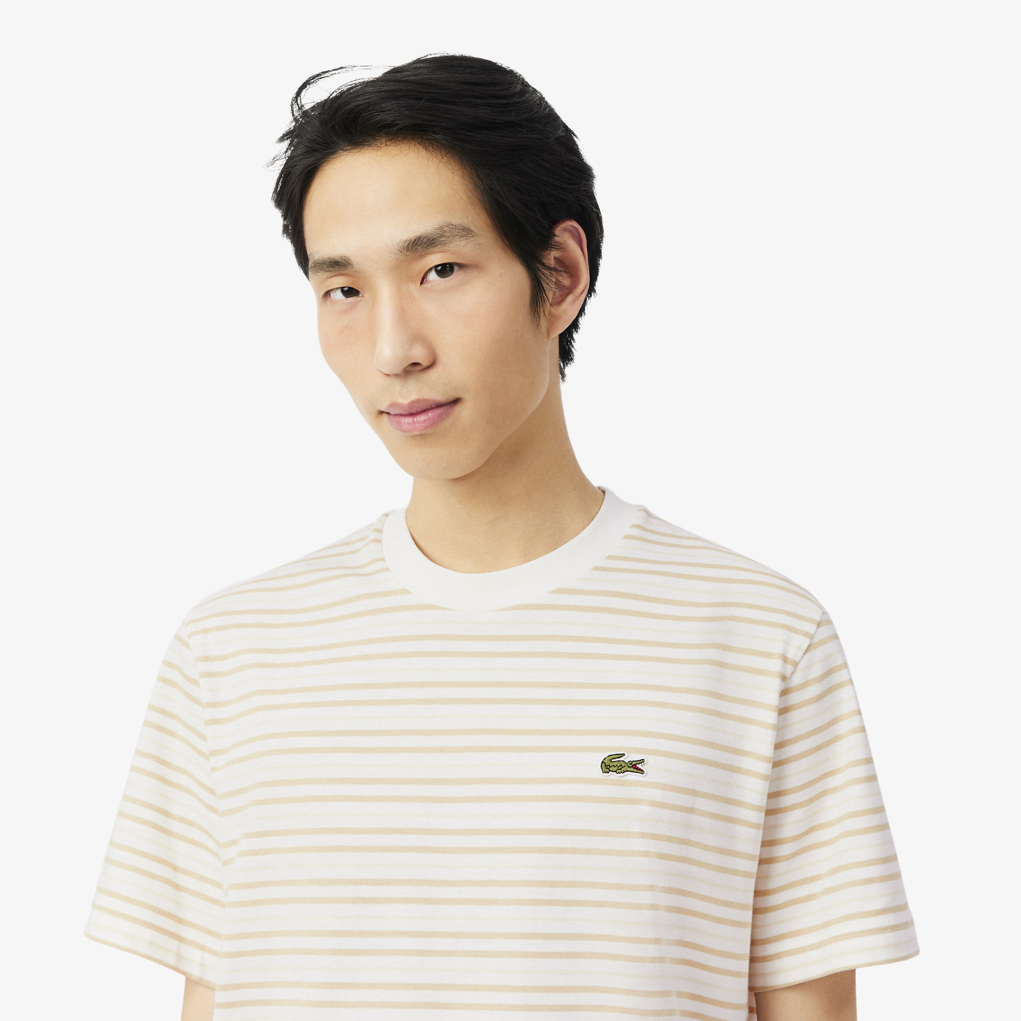 Áo Thun Lacoste Nam Dáng Cổ Điển Chất Liệu Cotton Kẻ Sọc