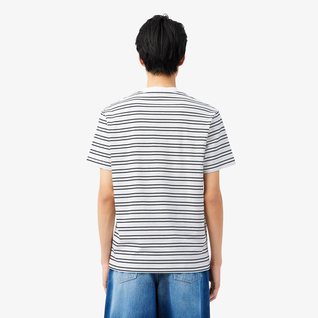 Áo Thun Lacoste Nam Dáng Cổ Điển Chất Liệu Cotton Kẻ Sọc