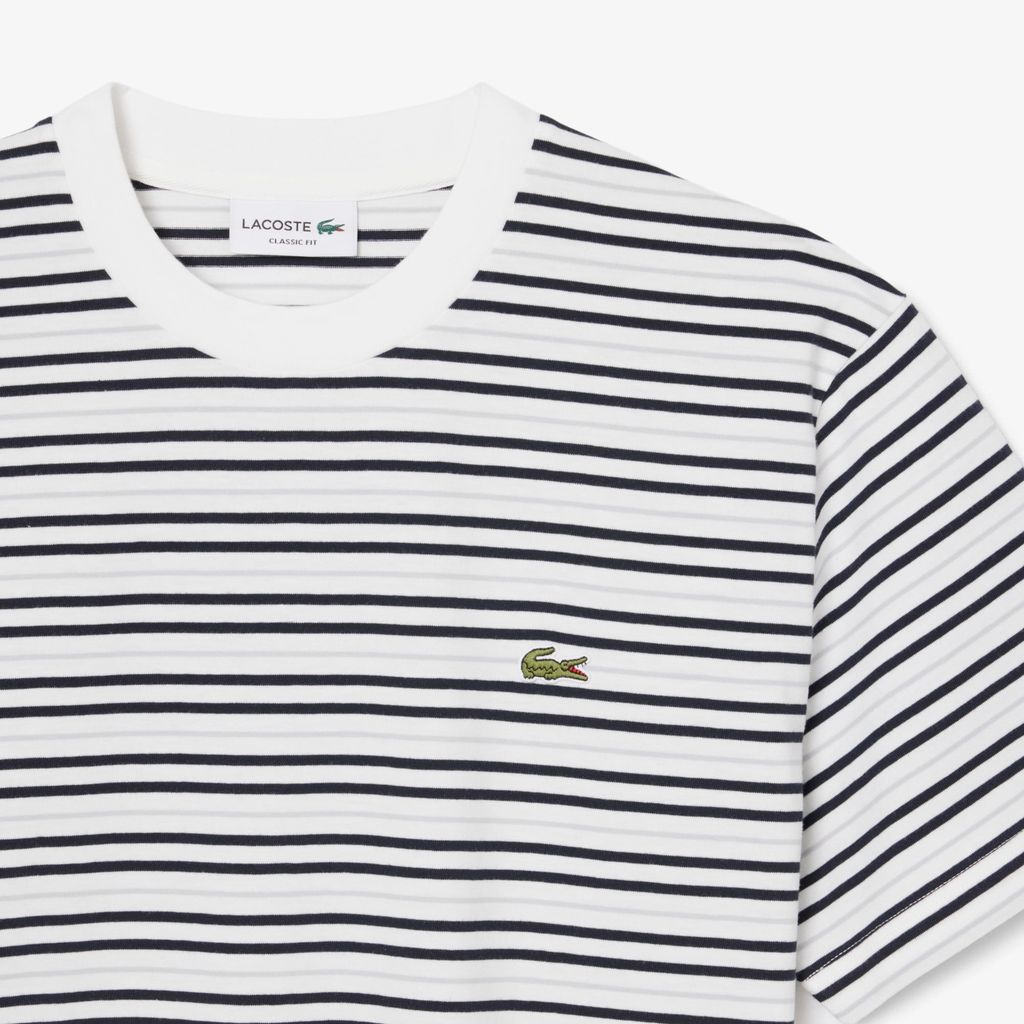 Áo Thun Lacoste Nam Dáng Cổ Điển Chất Liệu Cotton Kẻ Sọc