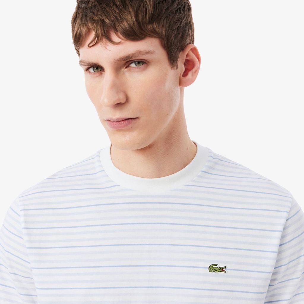 Áo Thun Lacoste Nam Dáng Cổ Điển Chất Liệu Cotton Kẻ Sọc
