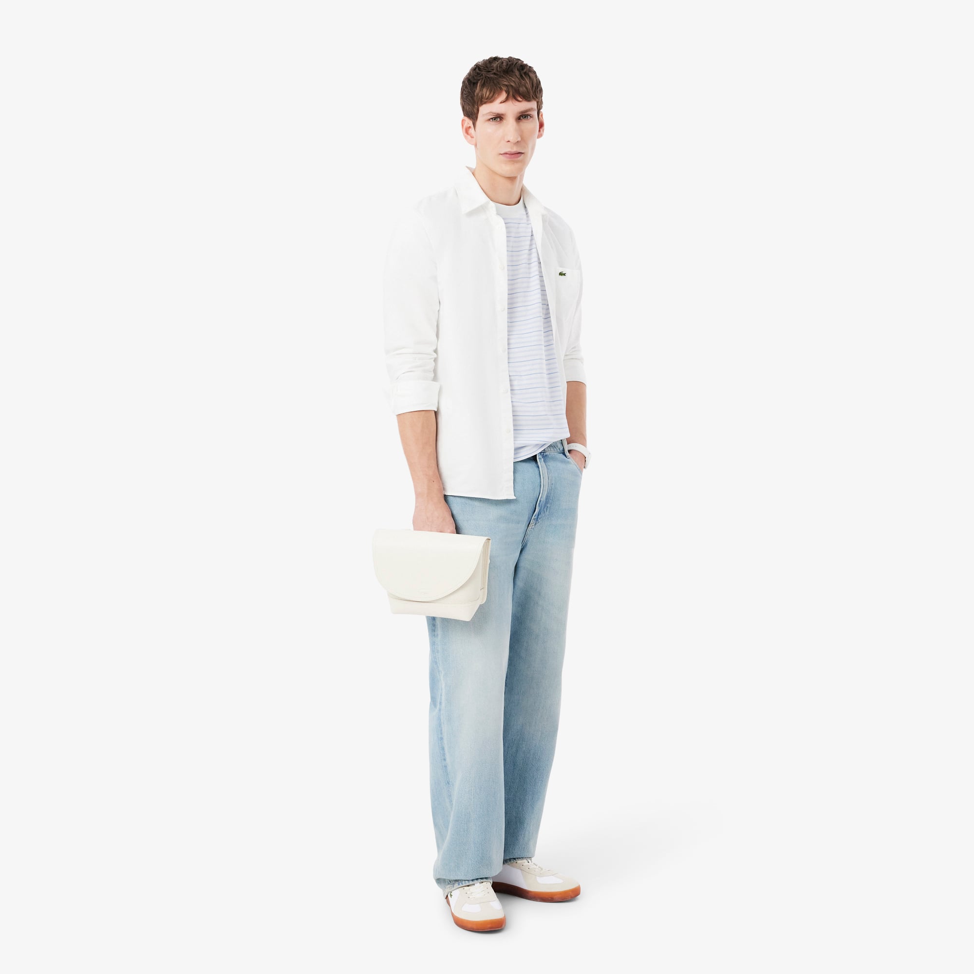 Áo Thun Lacoste Nam Dáng Cổ Điển Chất Liệu Cotton Kẻ Sọc