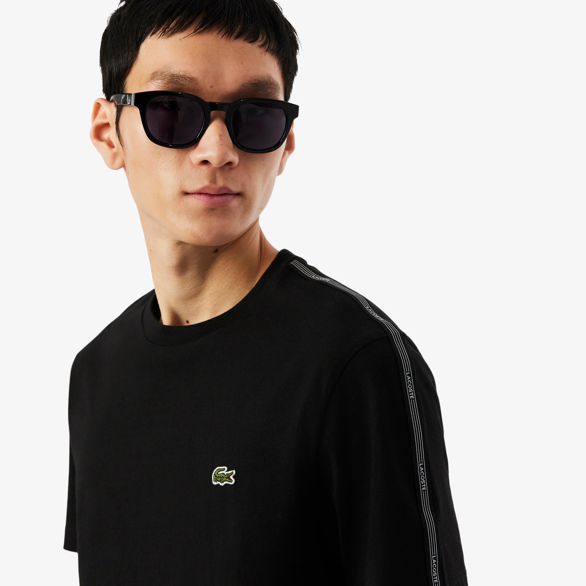 Áo Thun Lacoste Nam Dáng Cổ Điển Có Dải Băng Kẻ Sọc Với Logo