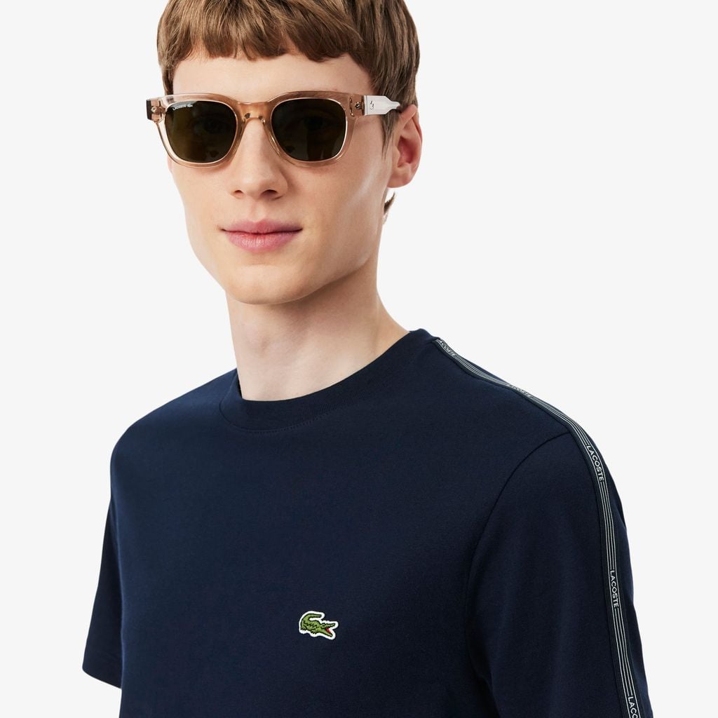 Áo Thun Lacoste Nam Dáng Cổ Điển Có Dải Băng Kẻ Sọc Với Logo