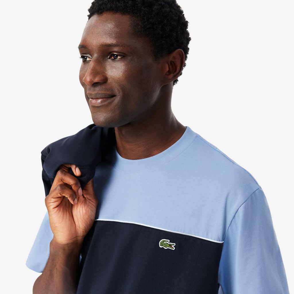 Áo Thun Lacoste Nam Dáng Oversize Chất Liệu Cotton Họa Tiết Color-Block