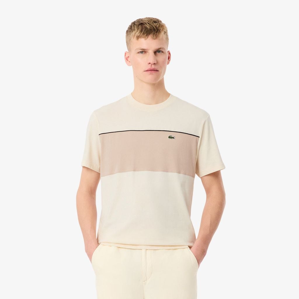 Áo Thun Lacoste Nam Dáng Oversize Chất Liệu Cotton Họa Tiết Color-Block