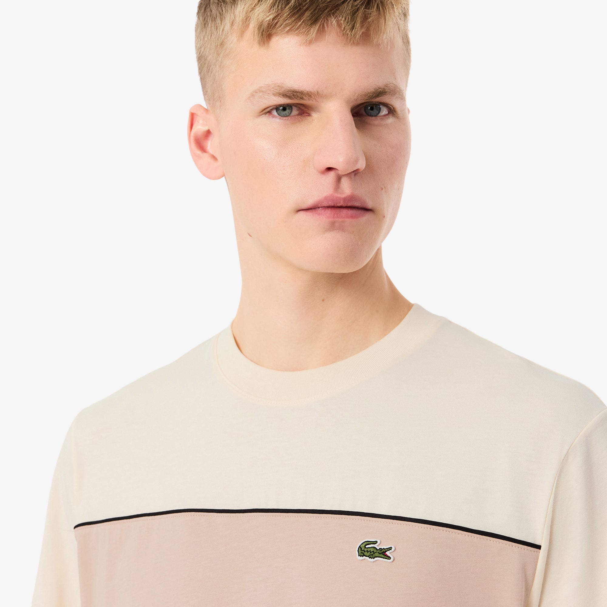 Áo Thun Lacoste Nam Dáng Oversize Chất Liệu Cotton Họa Tiết Color-Block