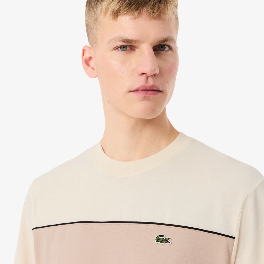 Áo Thun Lacoste Nam Dáng Oversize Chất Liệu Cotton Họa Tiết Color-Block