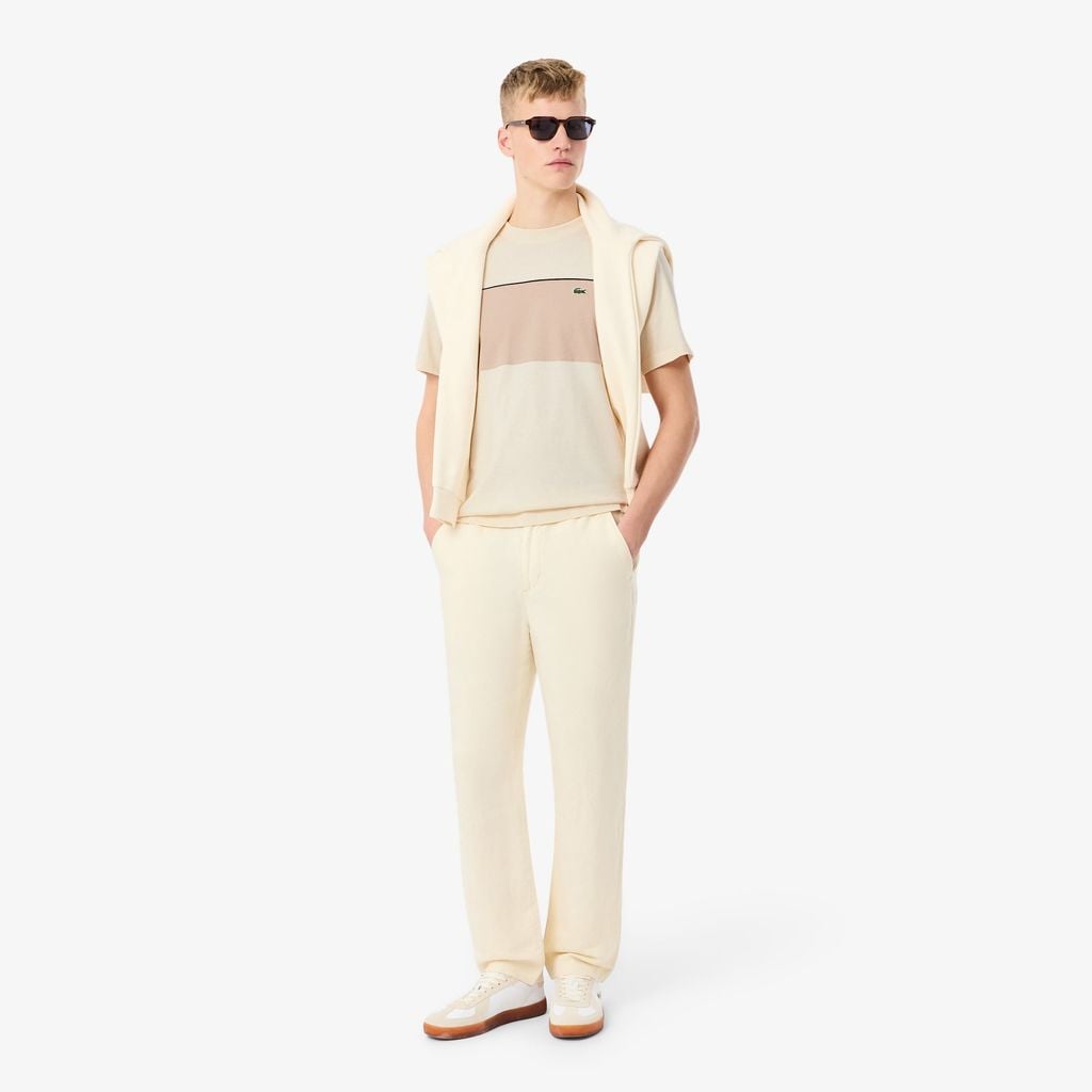 Áo Thun Lacoste Nam Dáng Oversize Chất Liệu Cotton Họa Tiết Color-Block