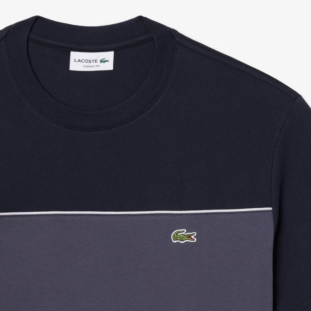 Áo Thun Lacoste Nam Dáng Oversize Chất Liệu Cotton Họa Tiết Color-Block
