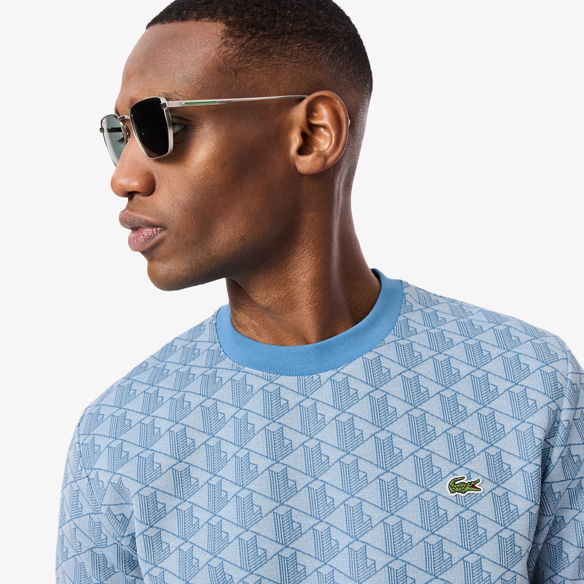 Áo Thun Lacoste Nam Dáng Suông Dệt Nổi Họa Tiết Monogram