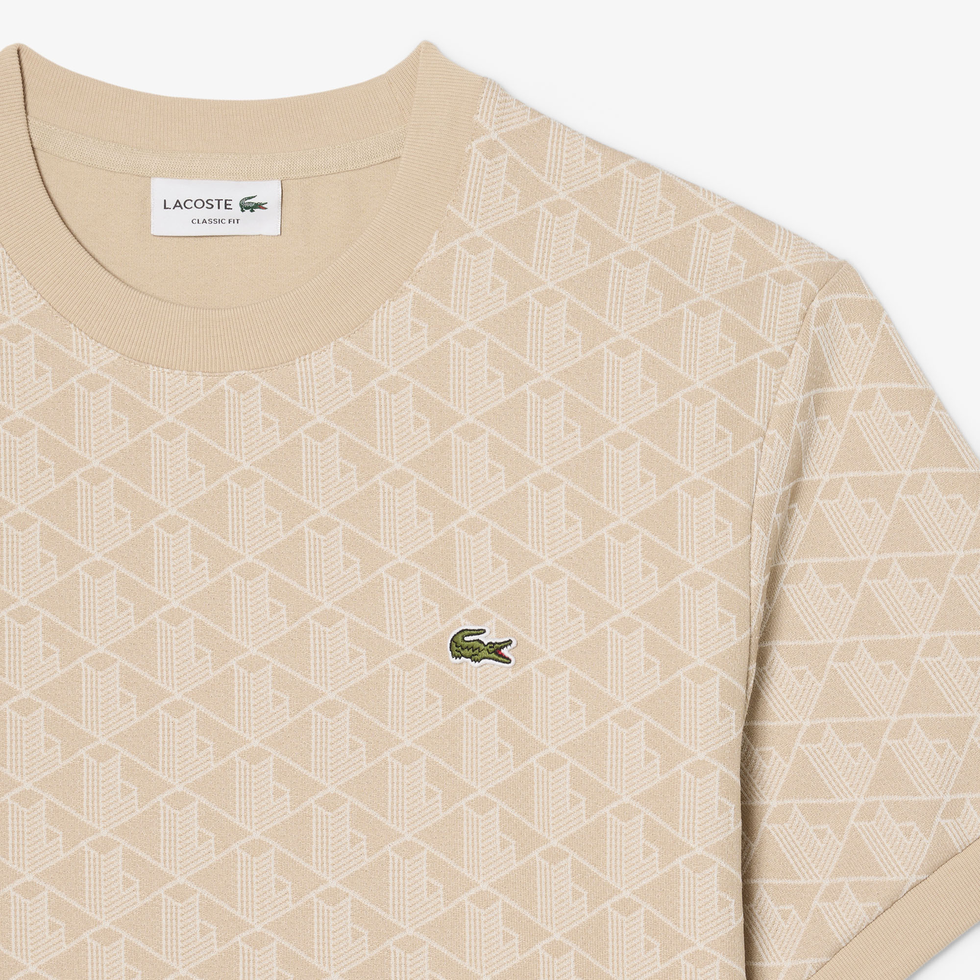 Áo Thun Lacoste Nam Dáng Suông Dệt Nổi Họa Tiết Monogram