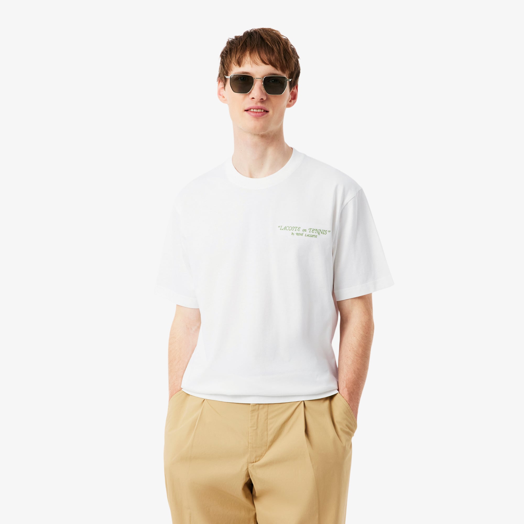 Áo Thun Lacoste Nam Dáng Cổ Điển Chất Liệu Cotton Thêu