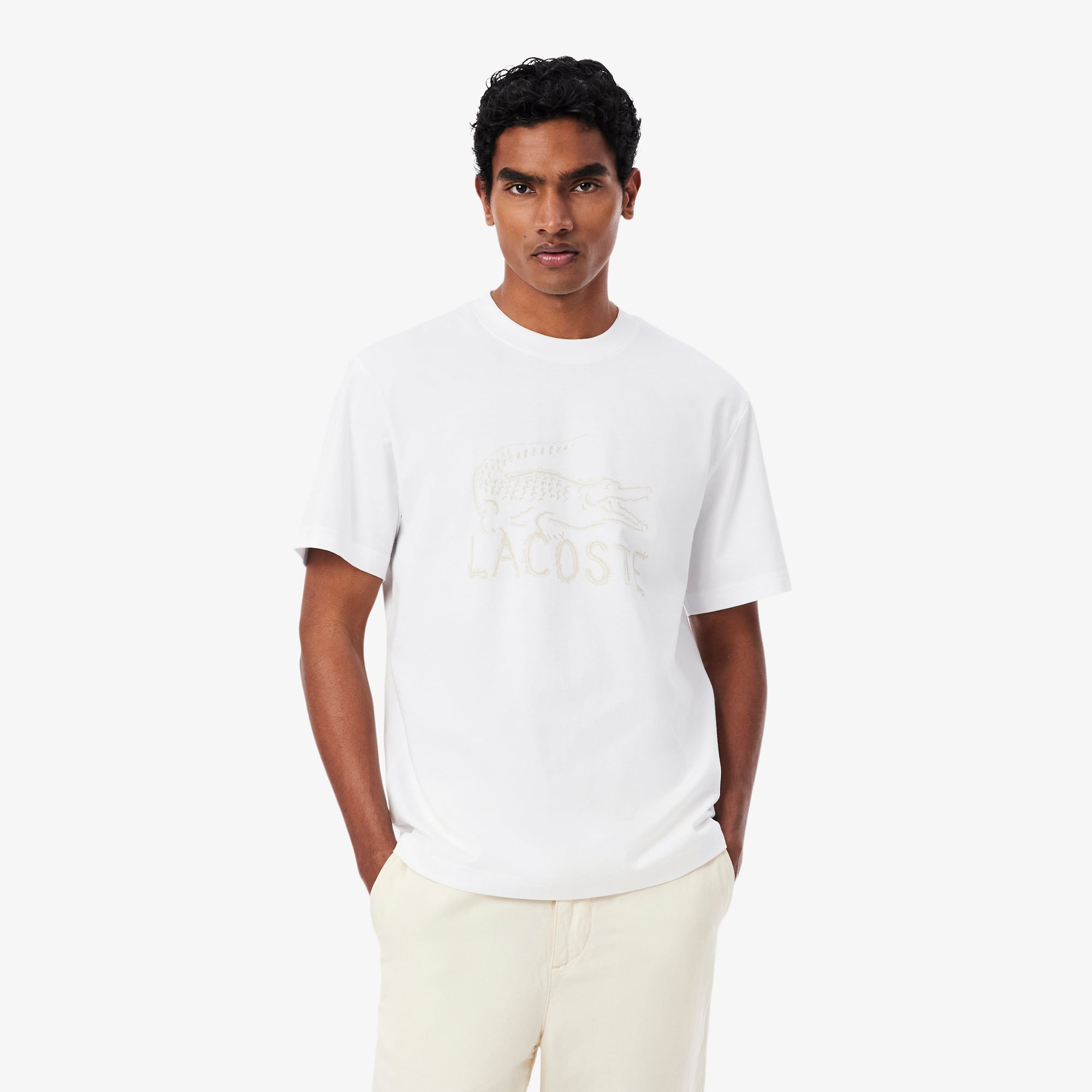 Áo Thun Lacoste Nam Dáng Cổ Điển Chất Liệu Cotton In Hình
