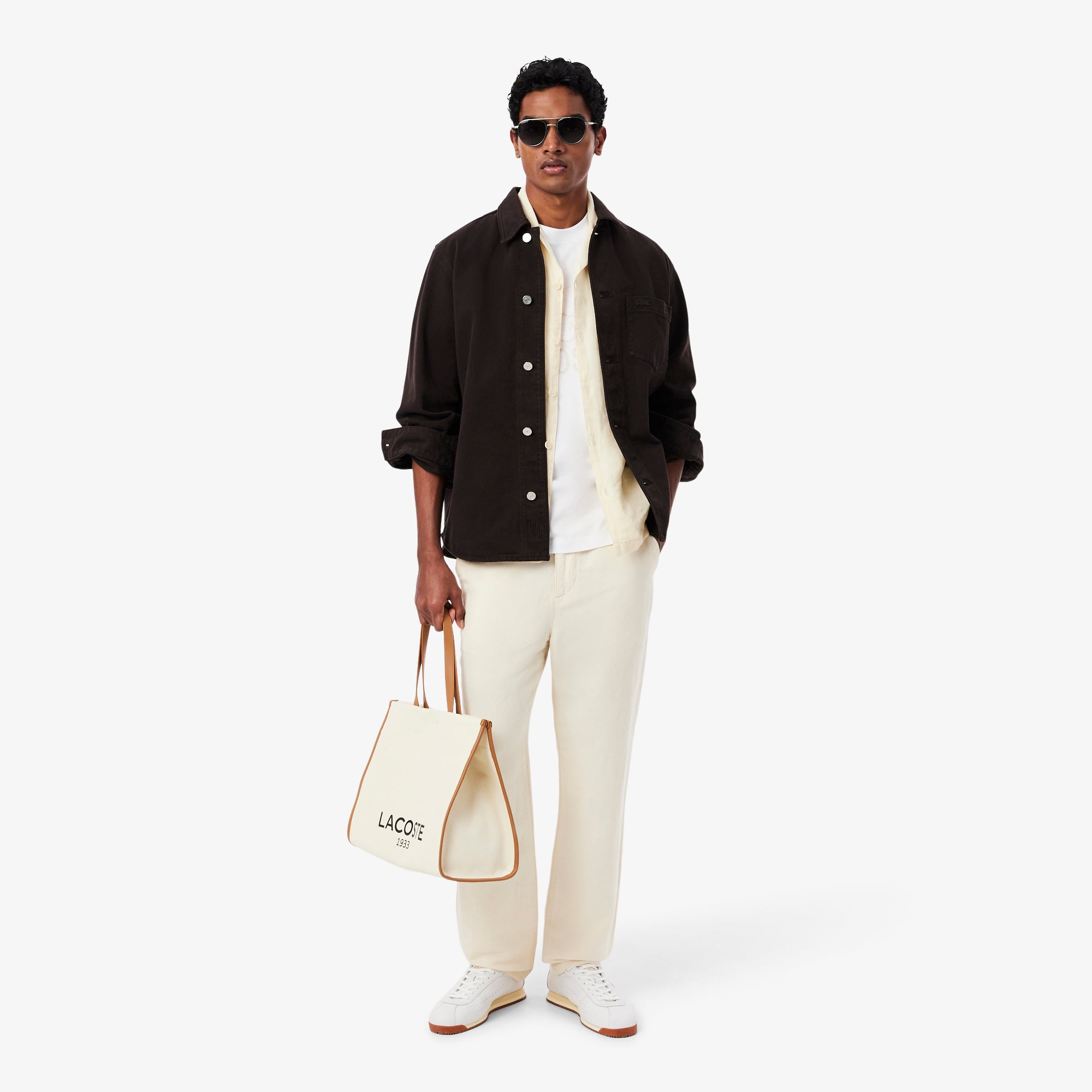 Áo Thun Lacoste Nam Dáng Cổ Điển Chất Liệu Cotton In Hình