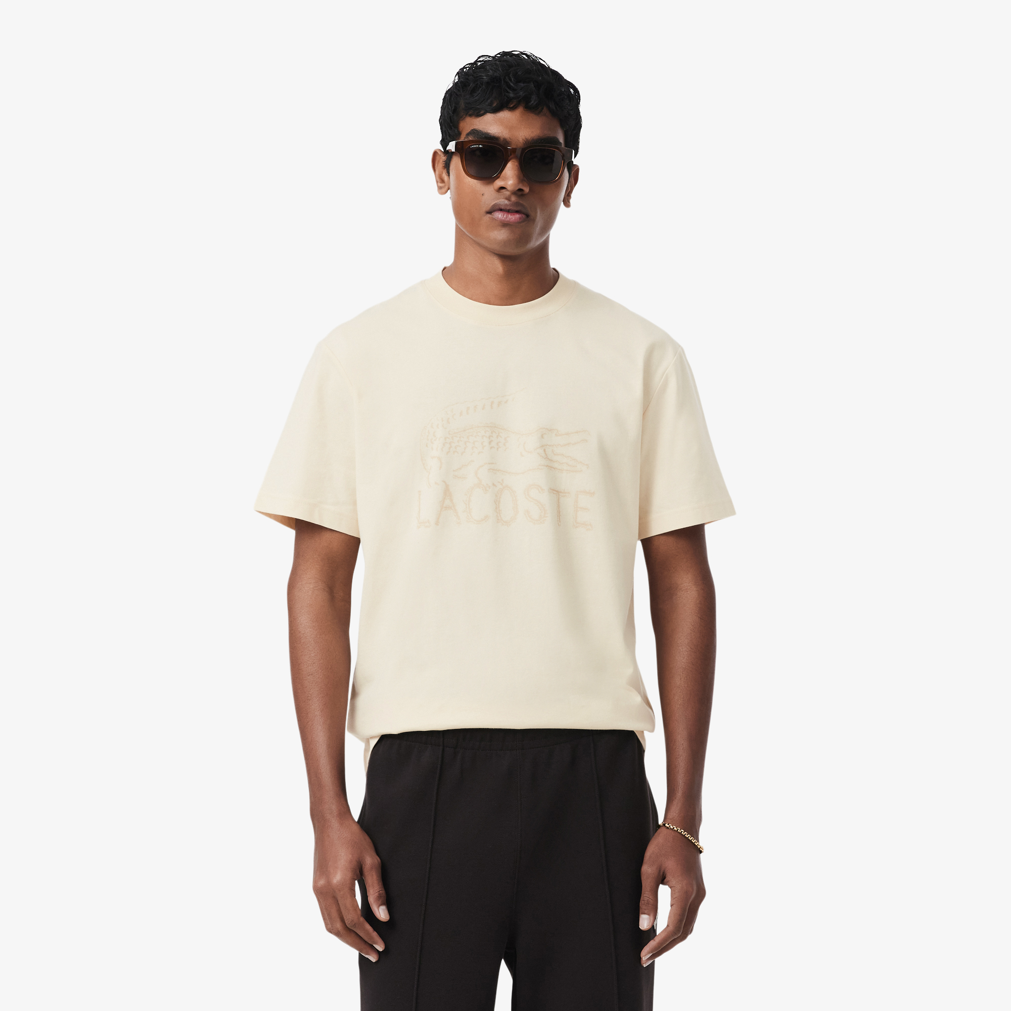 Áo Thun Lacoste Nam Dáng Cổ Điển Chất Liệu Cotton In Hình