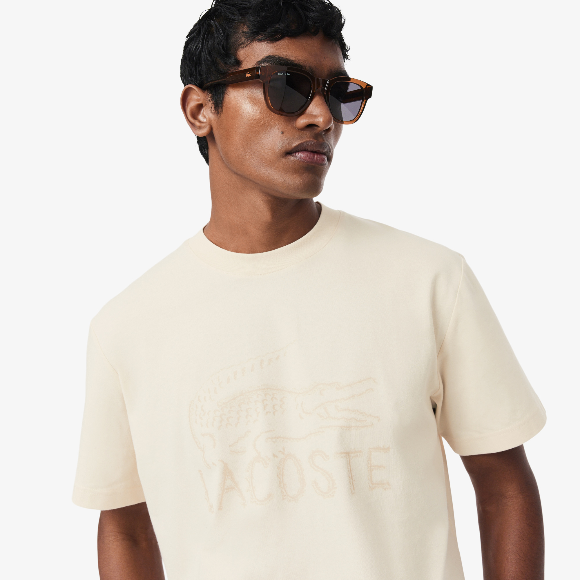 Áo Thun Lacoste Nam Dáng Cổ Điển Chất Liệu Cotton In Hình