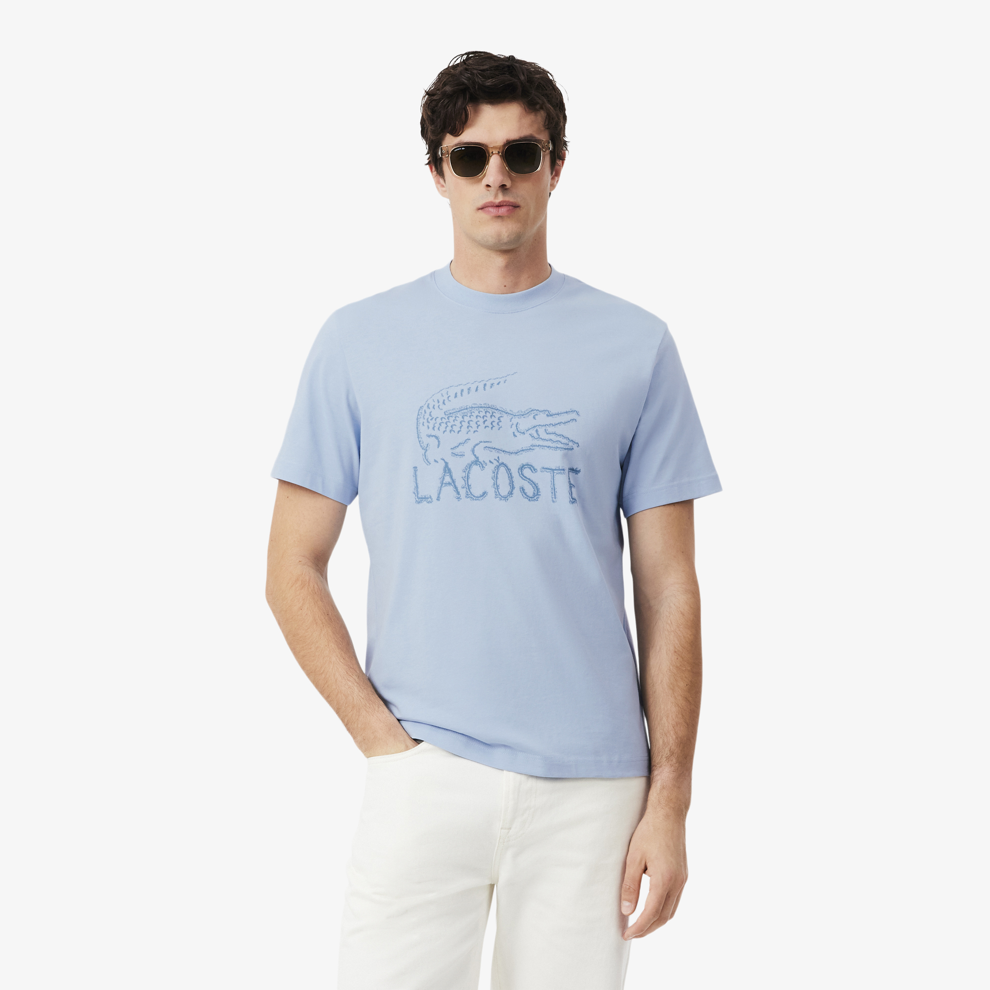 Áo Thun Lacoste Nam Dáng Cổ Điển Chất Liệu Cotton In Hình