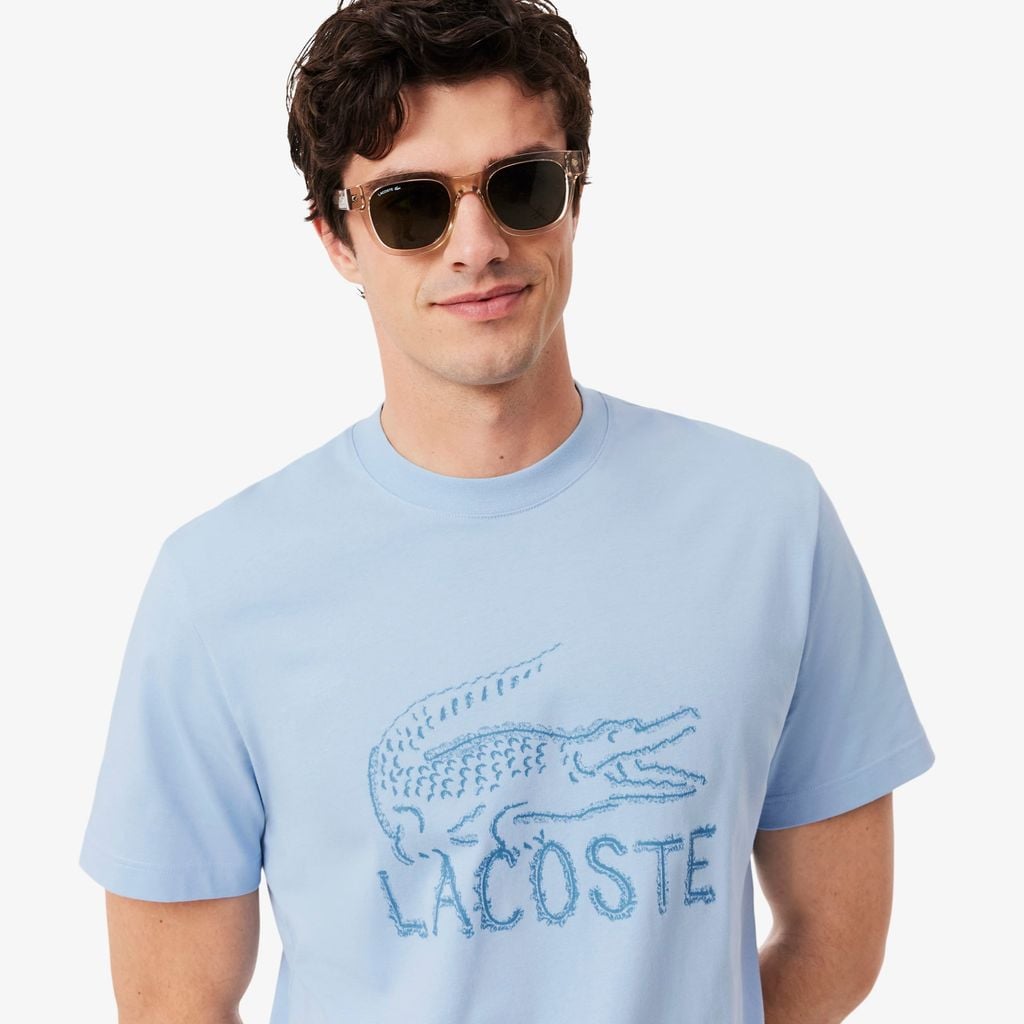Áo Thun Lacoste Nam Dáng Cổ Điển Chất Liệu Cotton In Hình