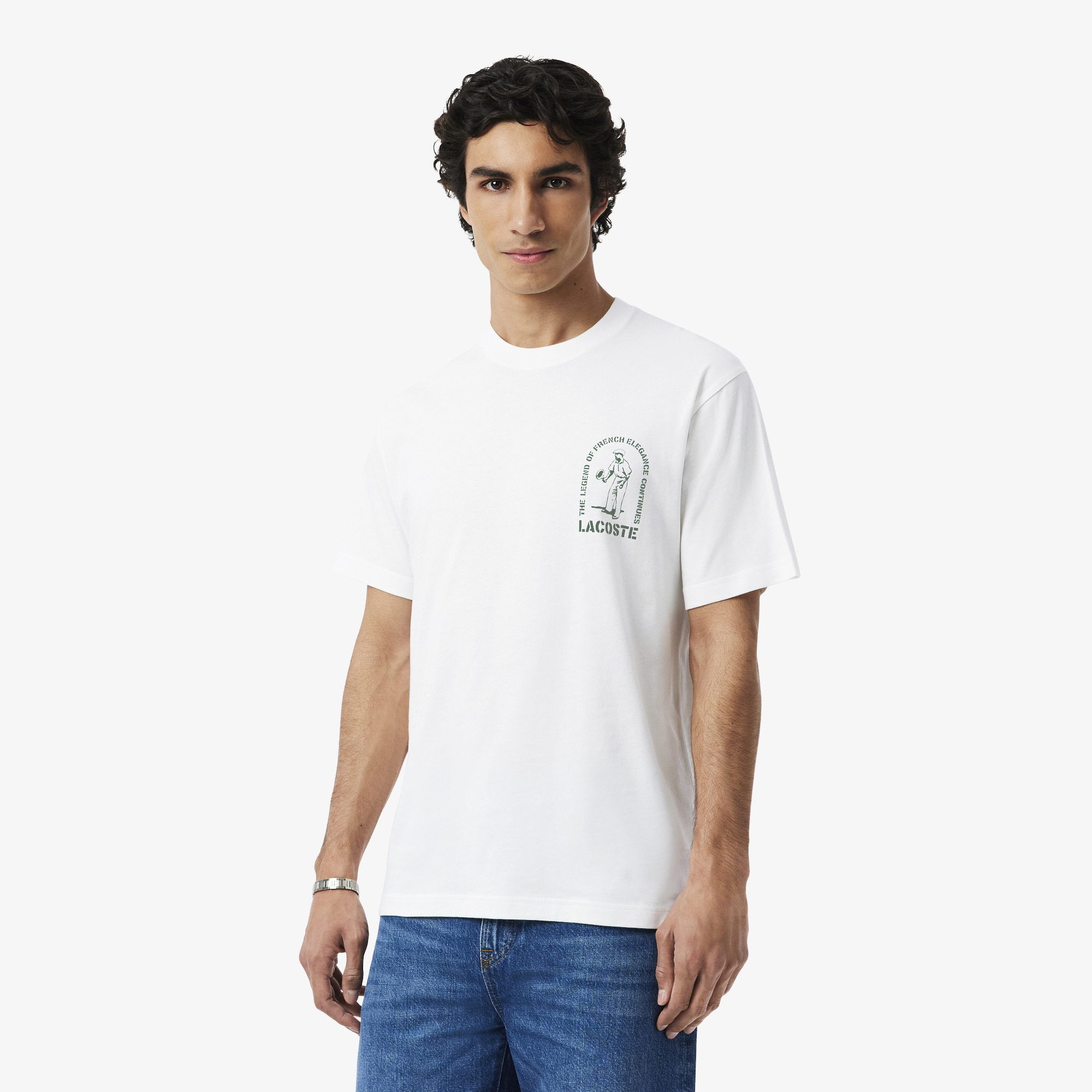 Áo Thun Lacoste Nam Dáng Cổ Điển Chất Liệu Cotton In Hình