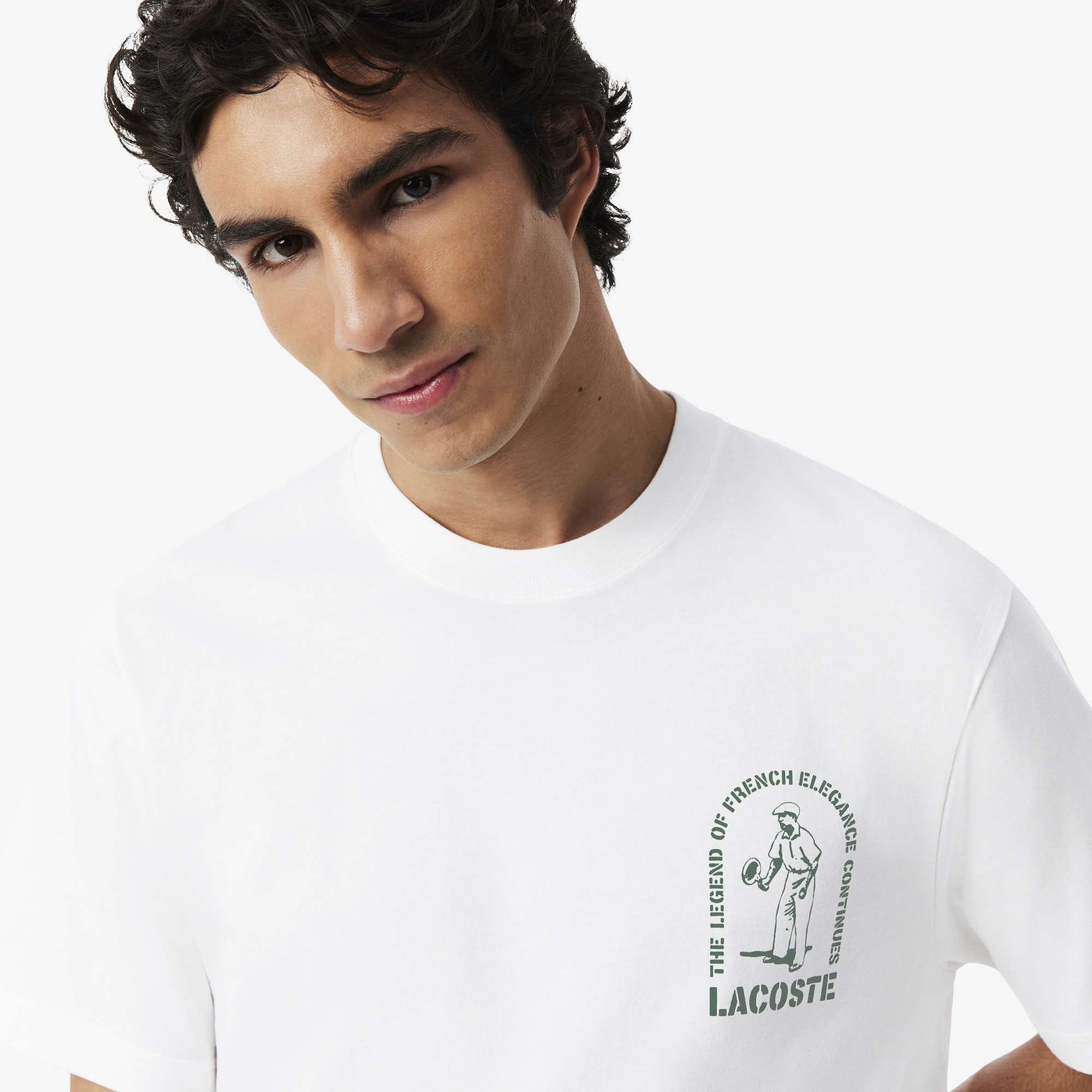 Áo Thun Lacoste Nam Dáng Cổ Điển Chất Liệu Cotton In Hình