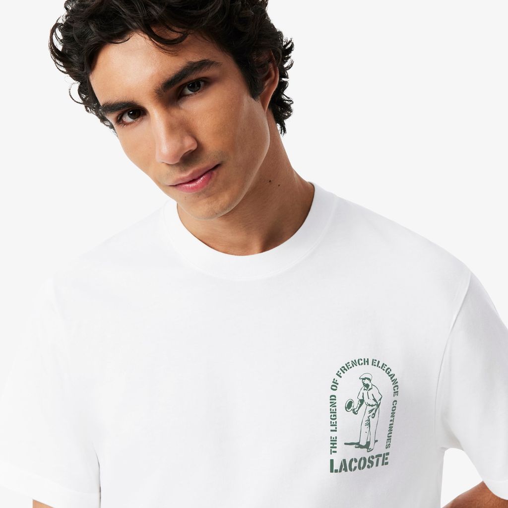 Áo Thun Lacoste Nam Dáng Cổ Điển Chất Liệu Cotton In Hình