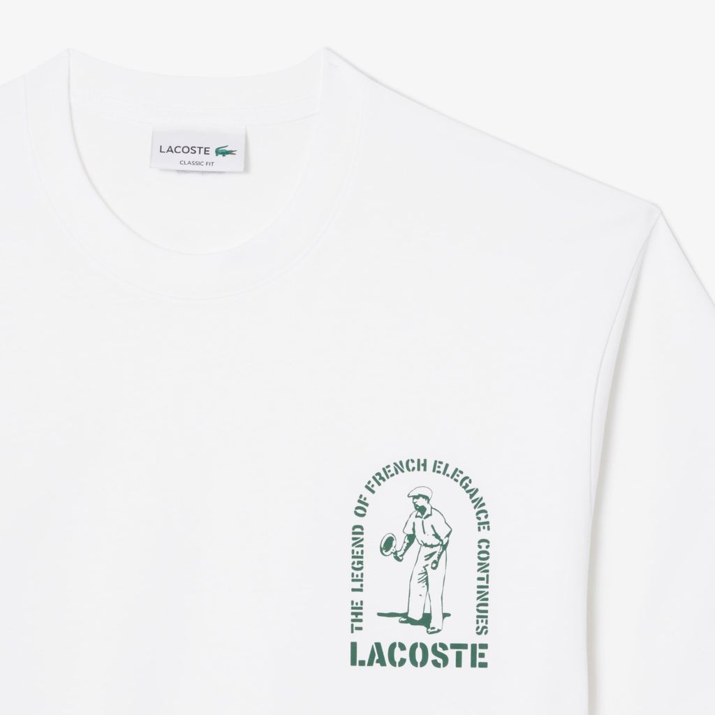Áo Thun Lacoste Nam Dáng Cổ Điển Chất Liệu Cotton In Hình