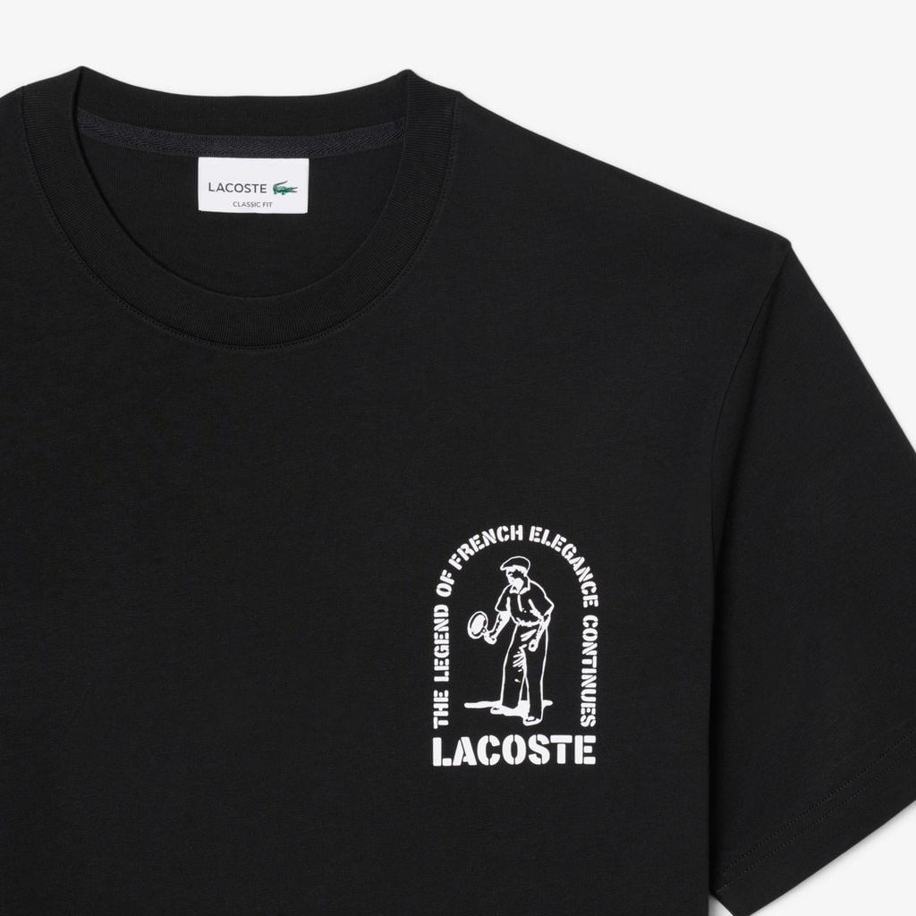 Áo Thun Lacoste Nam Dáng Cổ Điển Chất Liệu Cotton In Hình