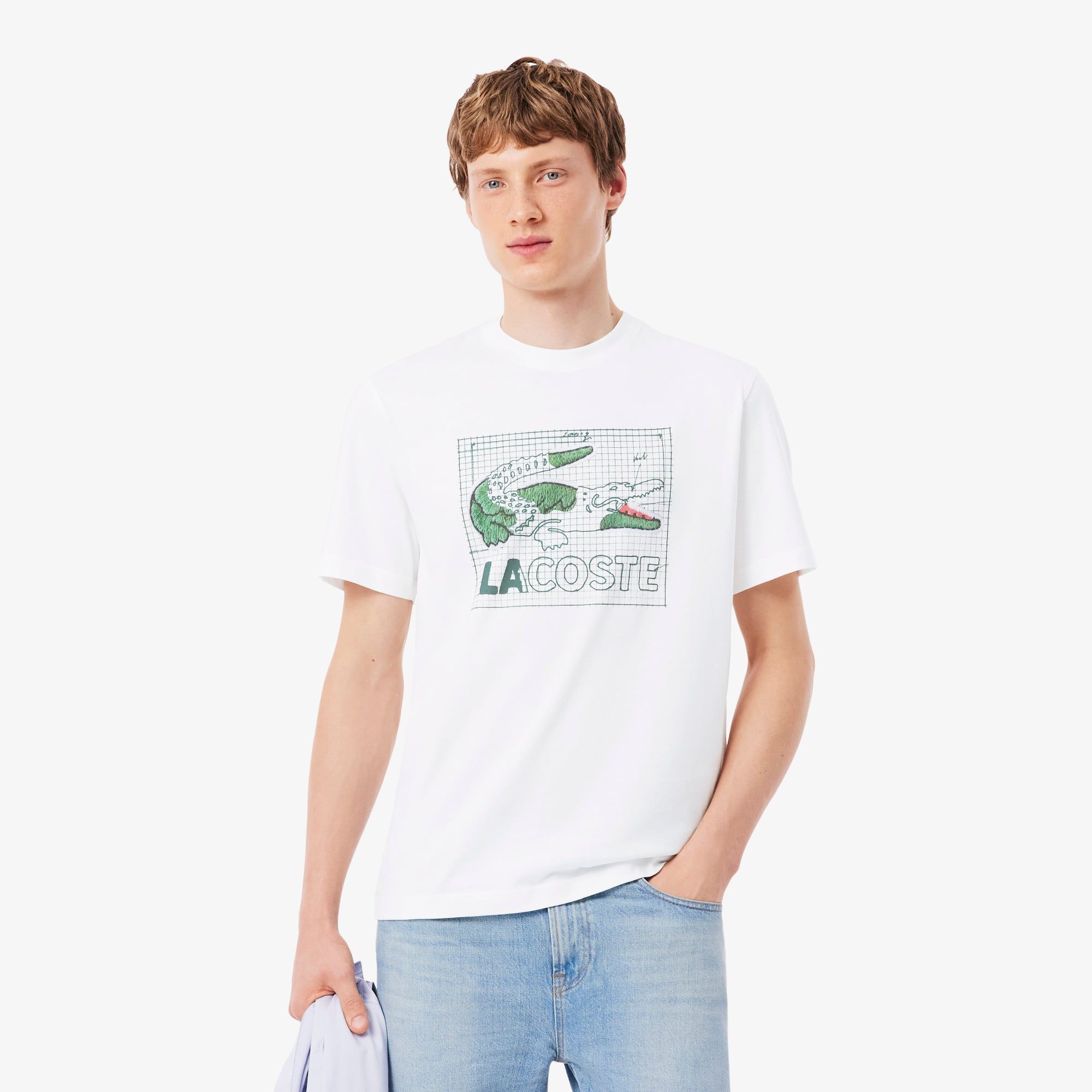Áo Thun Lacoste Nam Dáng Cổ Điển Chất Liệu Cotton In Hình