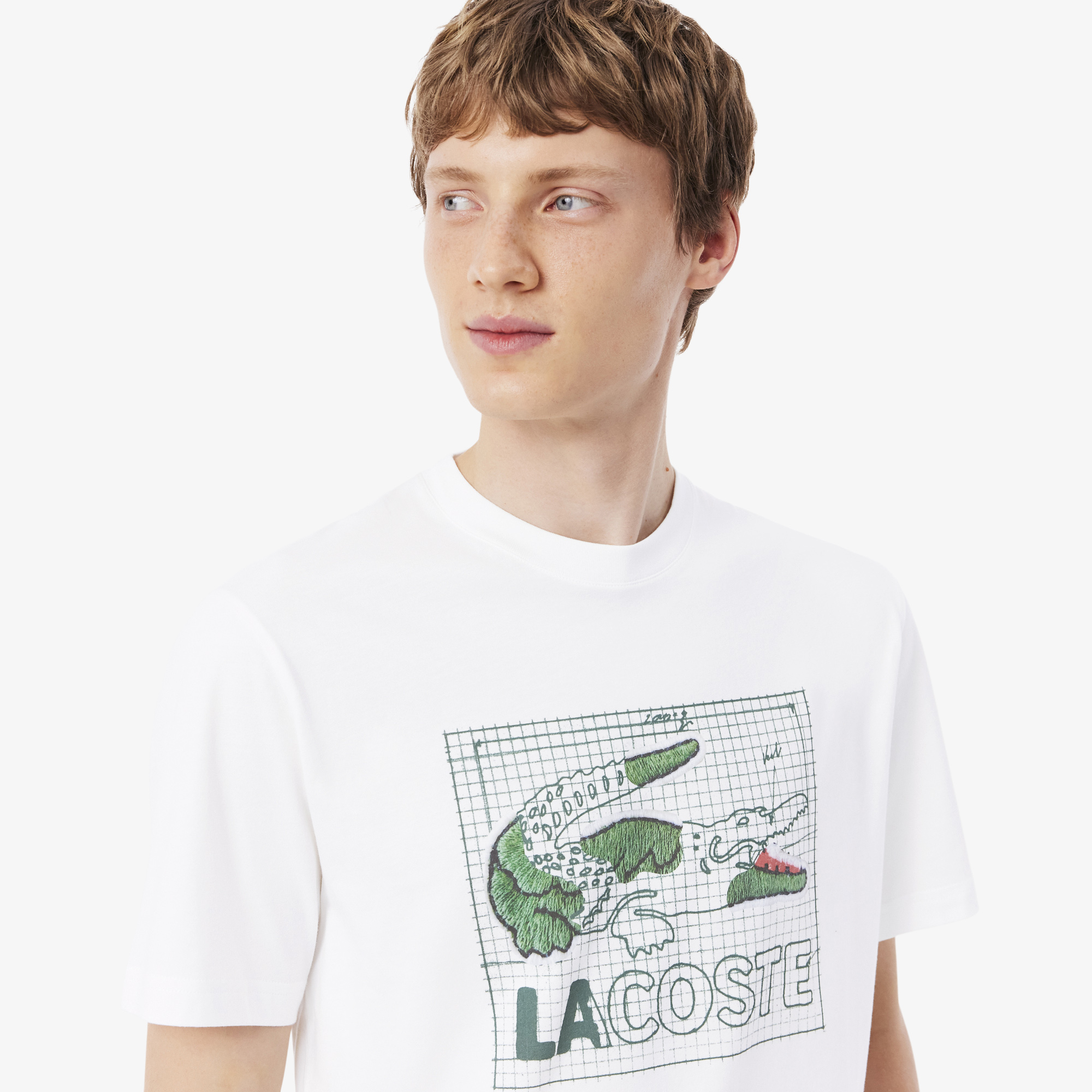 Áo Thun Lacoste Nam Dáng Cổ Điển Chất Liệu Cotton In Hình
