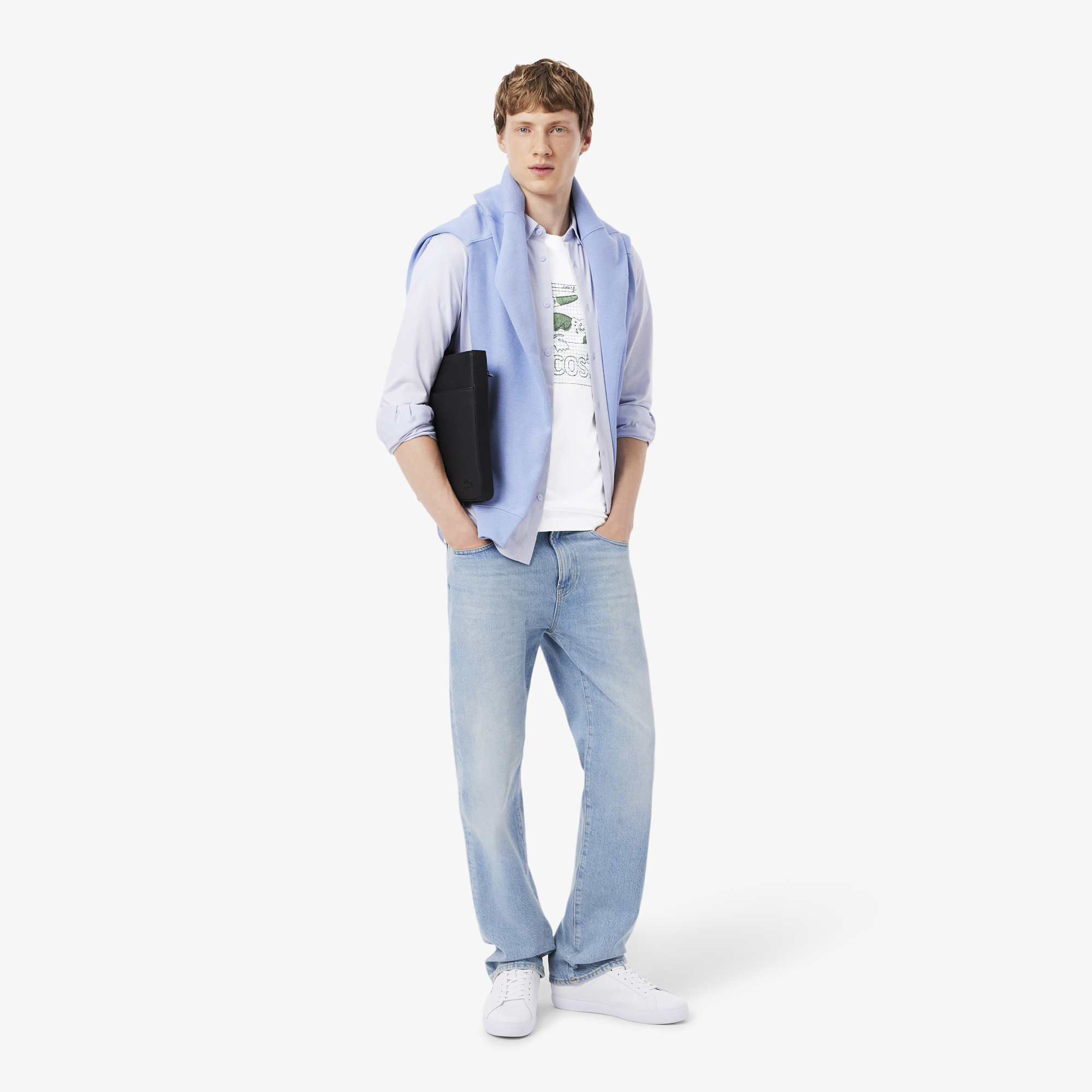 Áo Thun Lacoste Nam Dáng Cổ Điển Chất Liệu Cotton In Hình