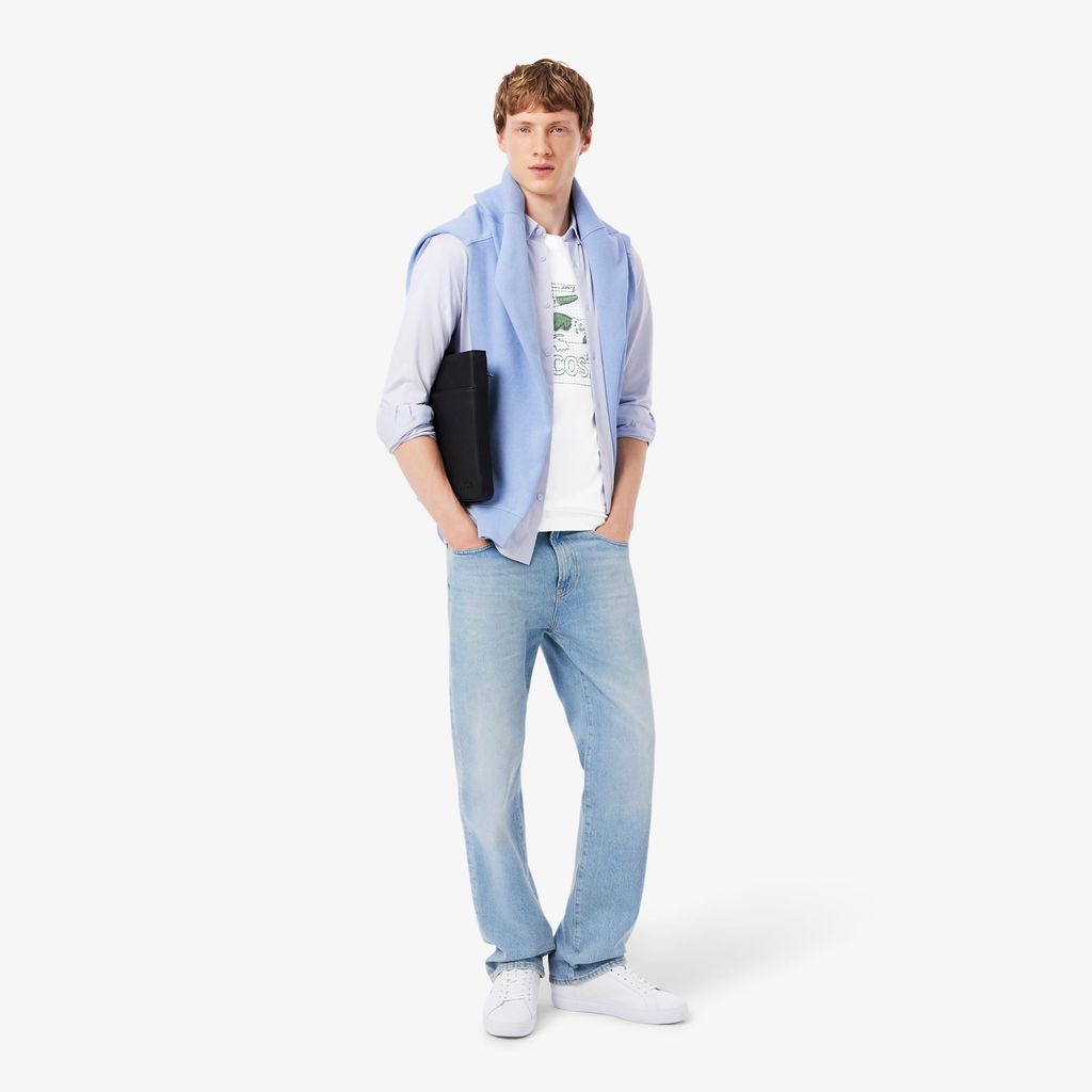Áo Thun Lacoste Nam Dáng Cổ Điển Chất Liệu Cotton In Hình