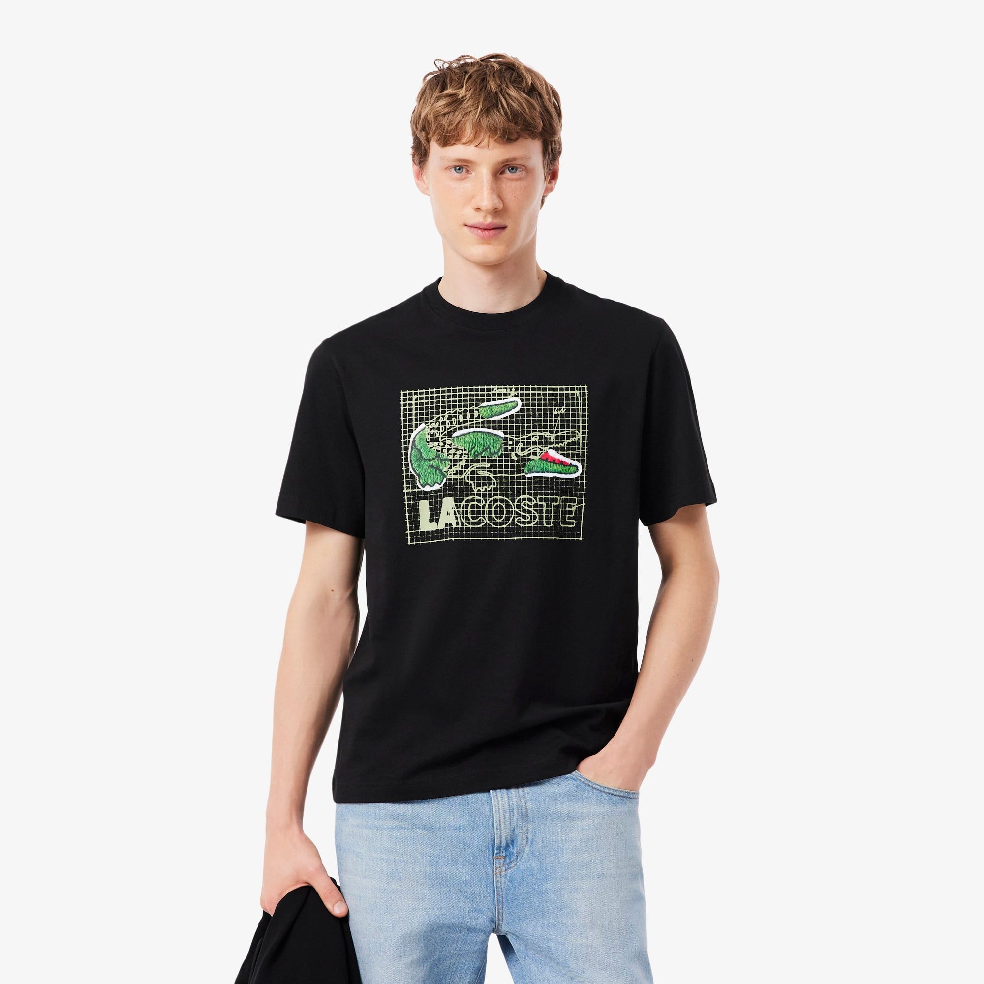 Áo Thun Lacoste Nam Dáng Cổ Điển Chất Liệu Cotton In Hình