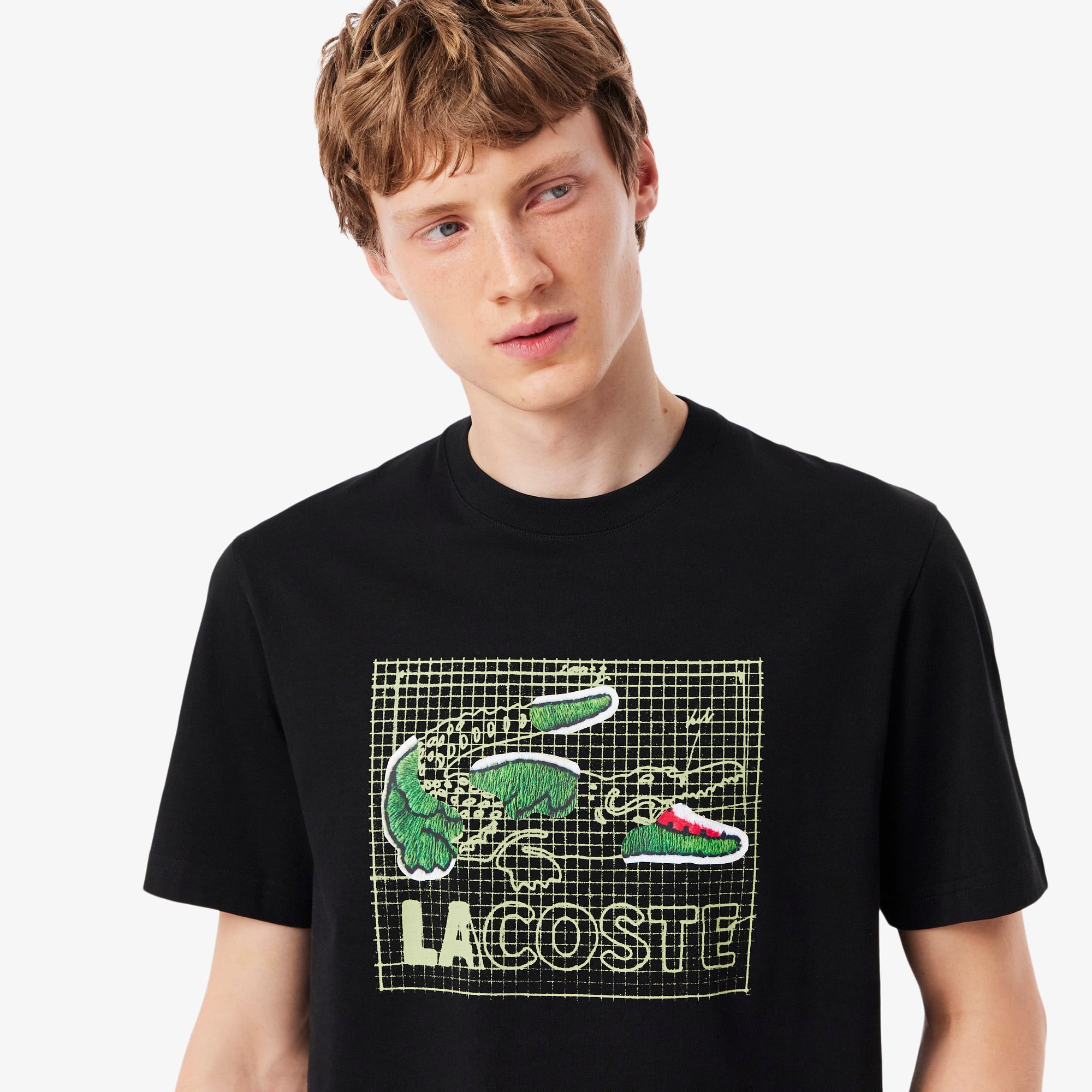 Áo Thun Lacoste Nam Dáng Cổ Điển Chất Liệu Cotton In Hình