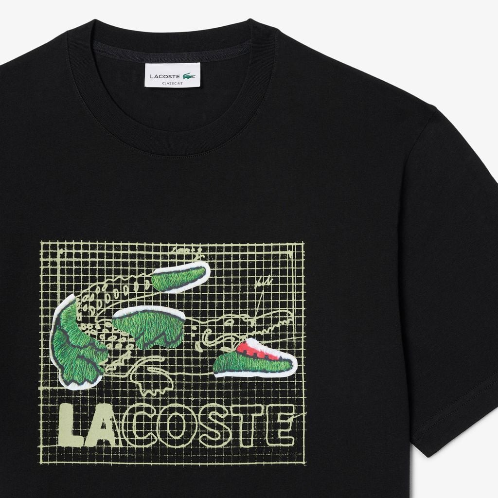 Áo Thun Lacoste Nam Dáng Cổ Điển Chất Liệu Cotton In Hình