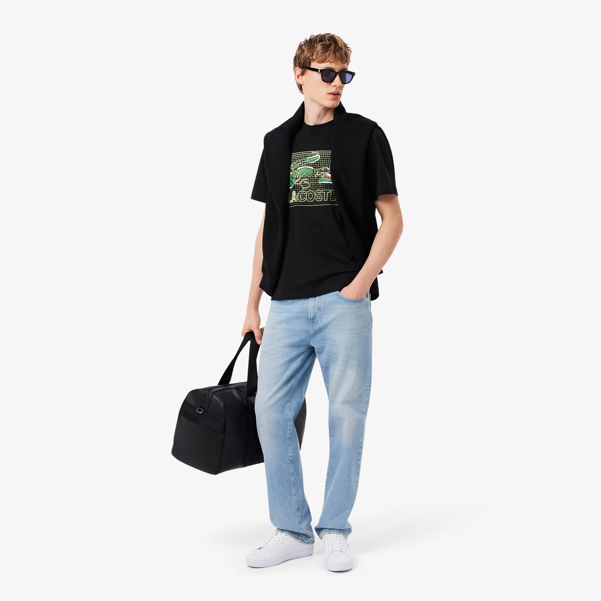 Áo Thun Lacoste Nam Dáng Cổ Điển Chất Liệu Cotton In Hình