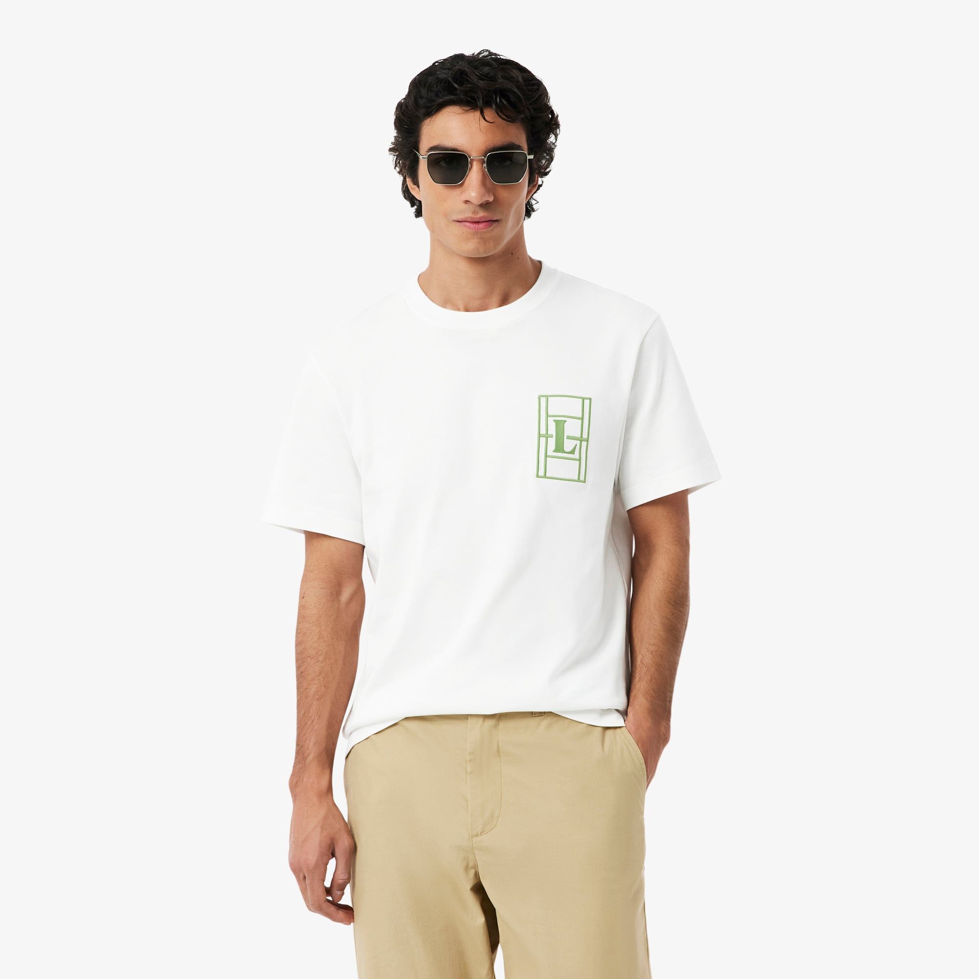 Áo Thun Lacoste Nam Dáng Cổ Điển Chất Liệu Jersey Dày Dặn Họa Tiết Thêu