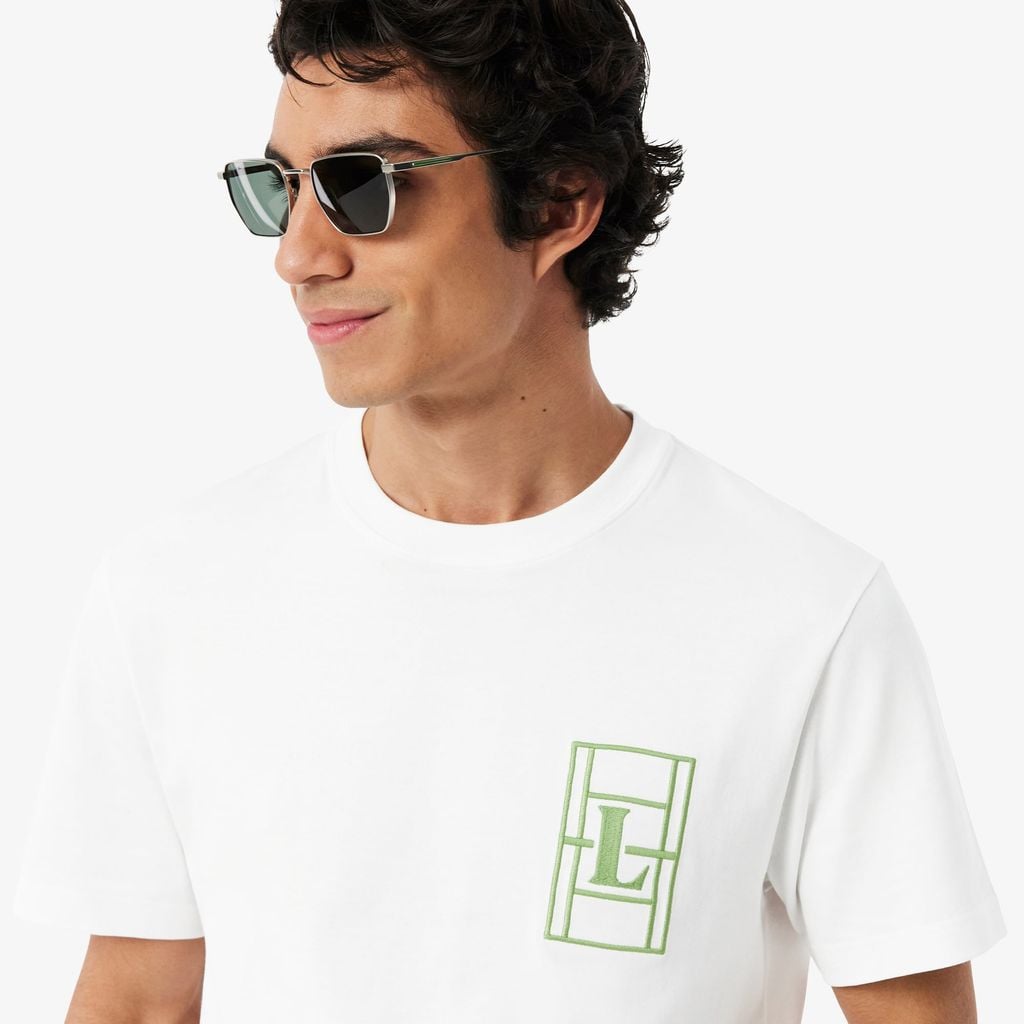 Áo Thun Lacoste Nam Dáng Cổ Điển Chất Liệu Jersey Dày Dặn Họa Tiết Thêu