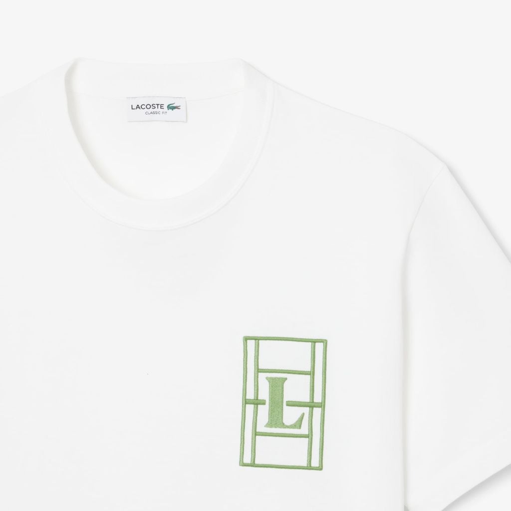 Áo Thun Lacoste Nam Dáng Cổ Điển Chất Liệu Jersey Dày Dặn Họa Tiết Thêu