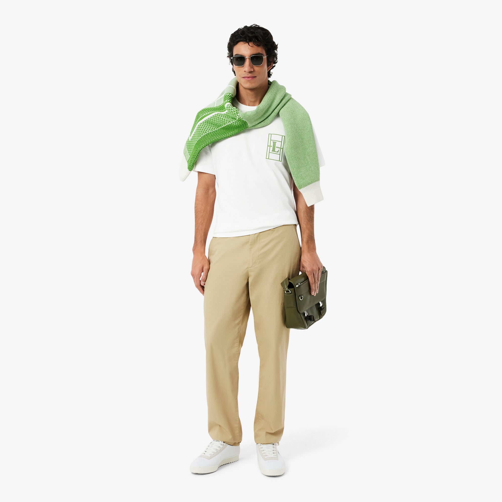 Áo Thun Lacoste Nam Dáng Cổ Điển Chất Liệu Jersey Dày Dặn Họa Tiết Thêu