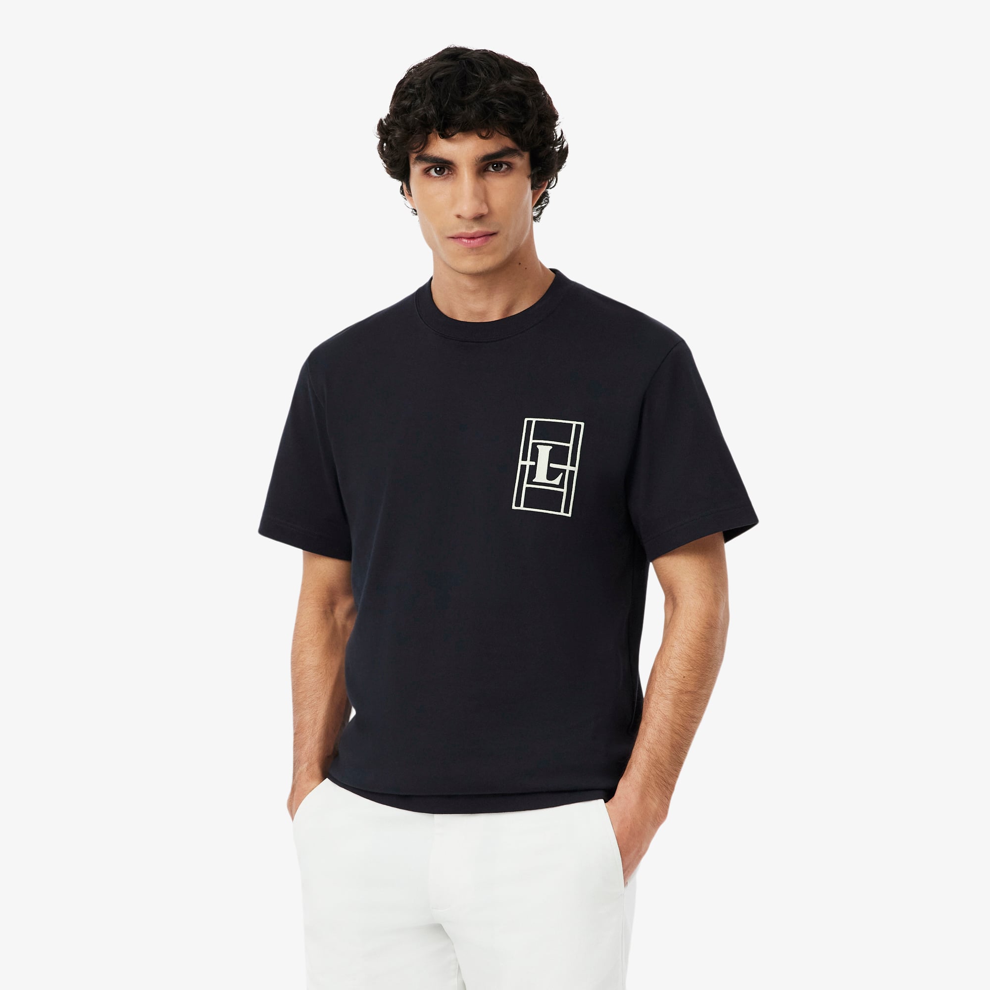 Áo Thun Lacoste Nam Dáng Cổ Điển Chất Liệu Jersey Dày Dặn Họa Tiết Thêu