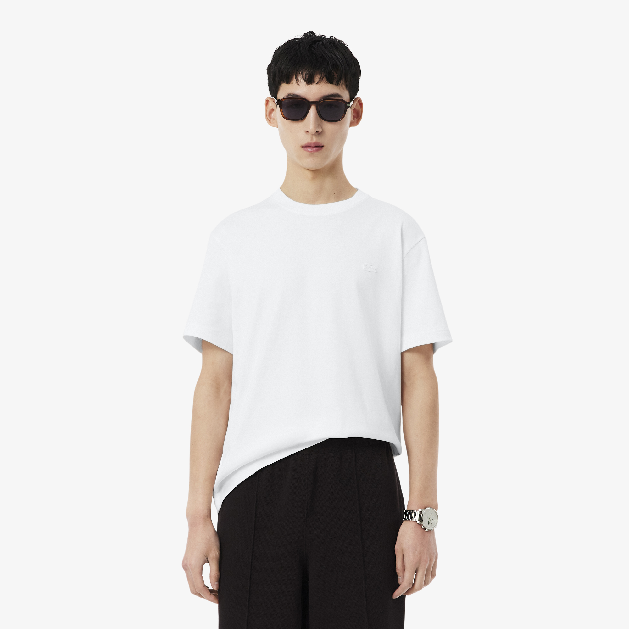 Áo Thun Lacoste Nam Dáng Cổ Điển Chất Liệu Jersey In Hình