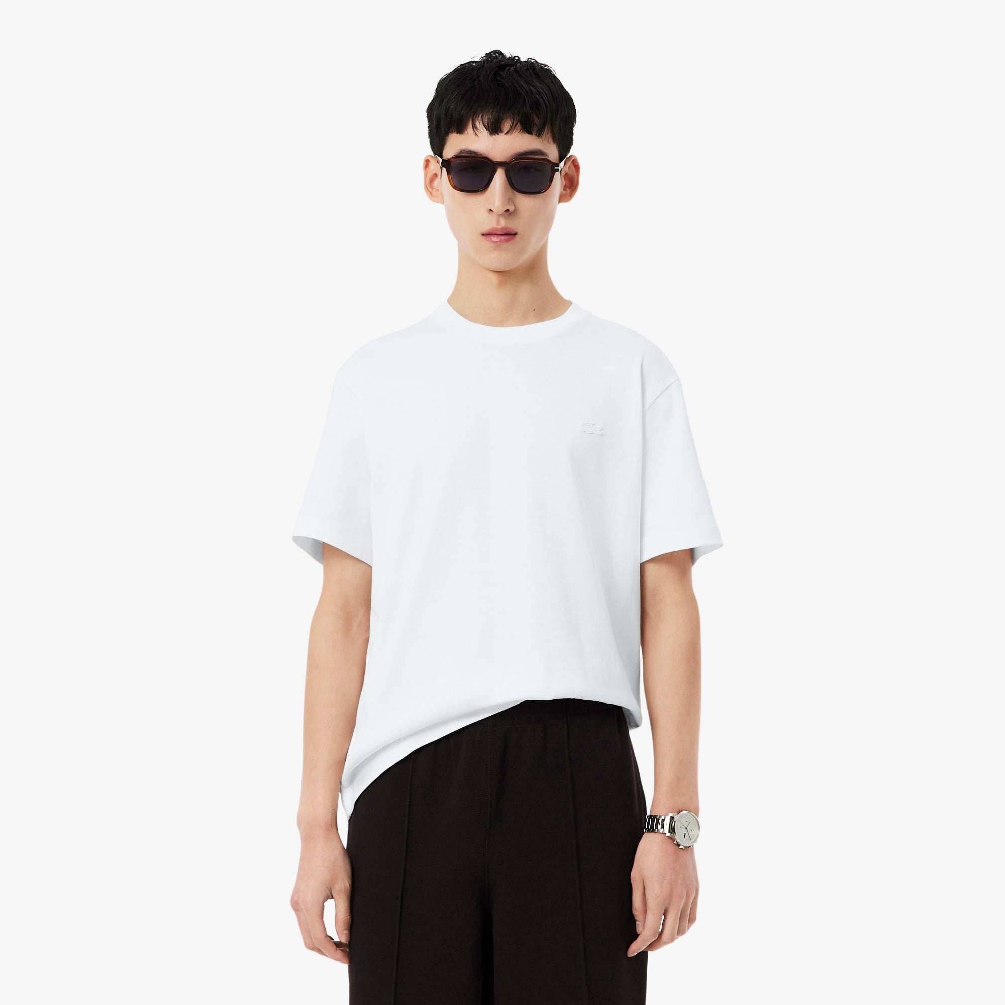 Áo Thun Lacoste Nam Dáng Cổ Điển Chất Liệu Jersey In Hình