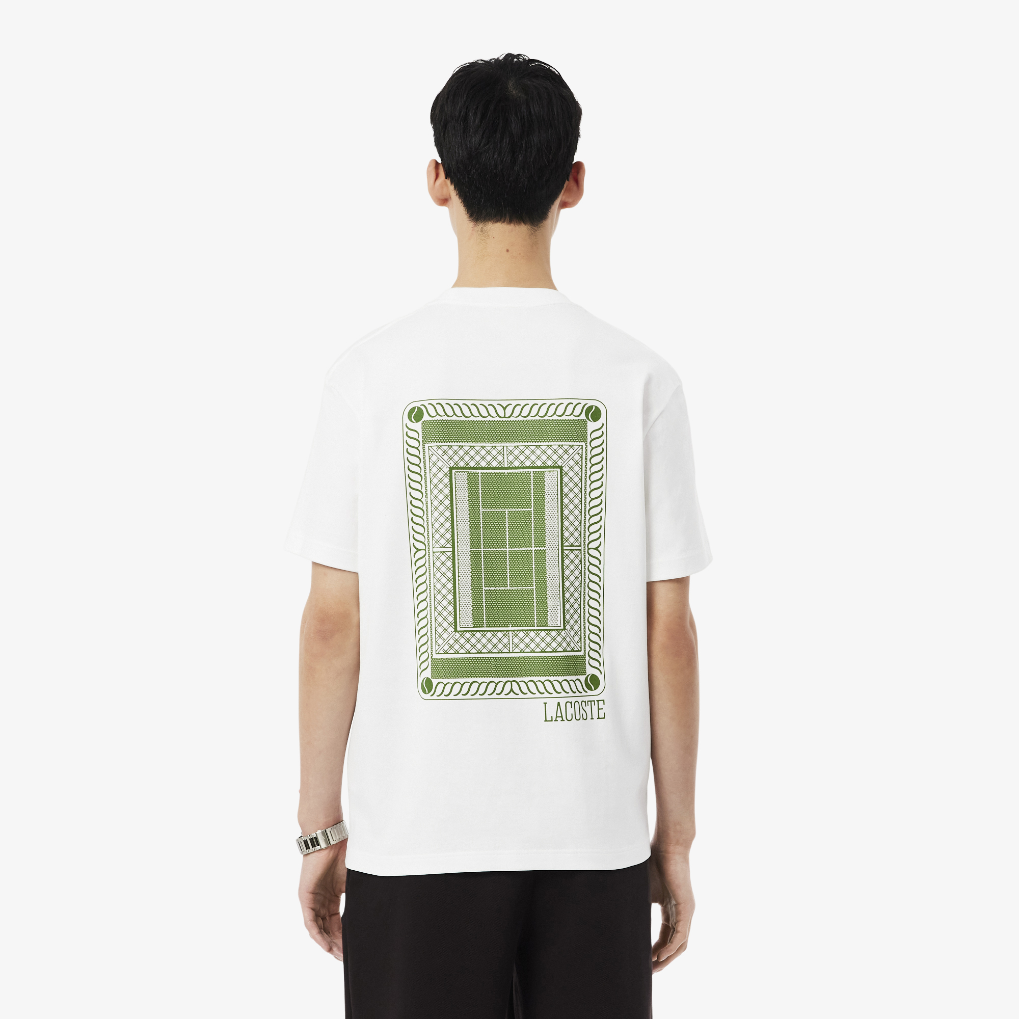 Áo Thun Lacoste Nam Dáng Cổ Điển Chất Liệu Jersey In Hình