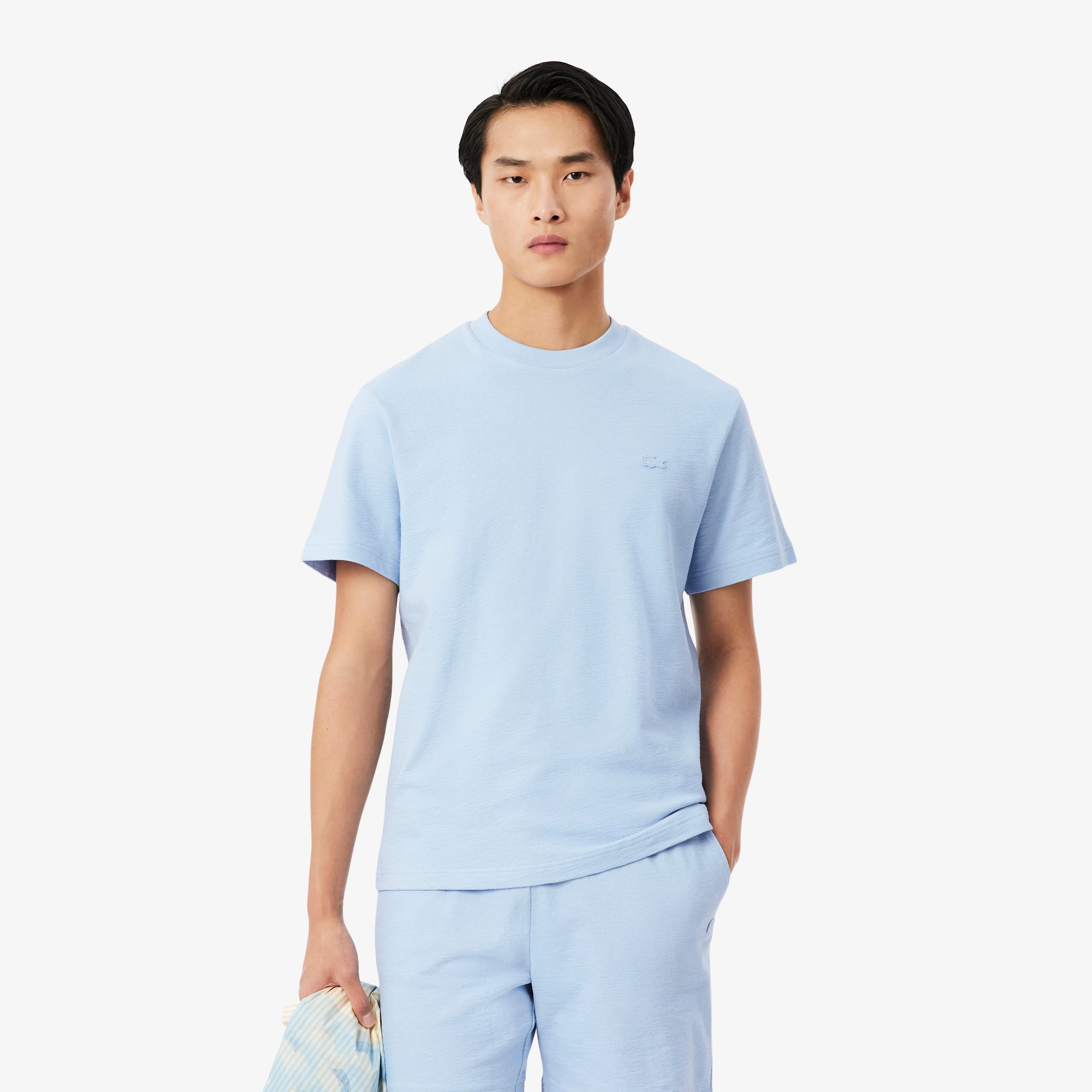 Áo Thun Lacoste Nam Dáng Cổ Điển Chất Liệu Jersey Dập Nổi
