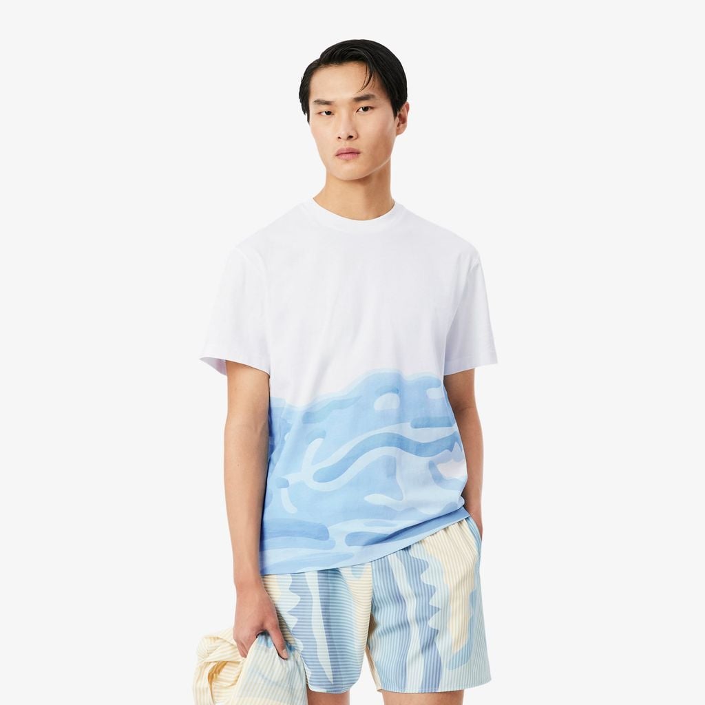 Áo Thun Lacoste Nam Dáng Cổ Điển Chất Liệu Cotton In Hình