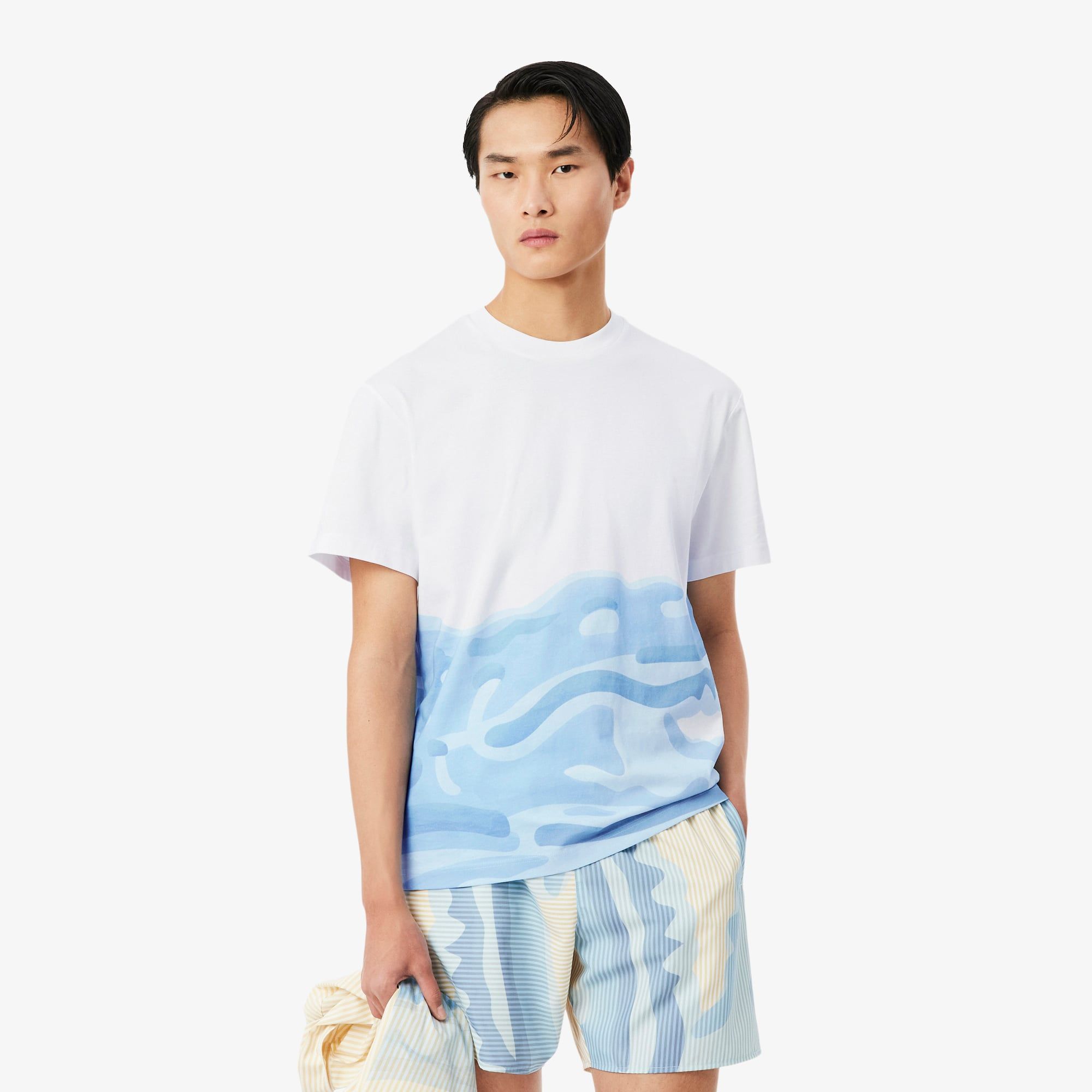 Áo Thun Lacoste Nam Dáng Cổ Điển Chất Liệu Cotton In Hình