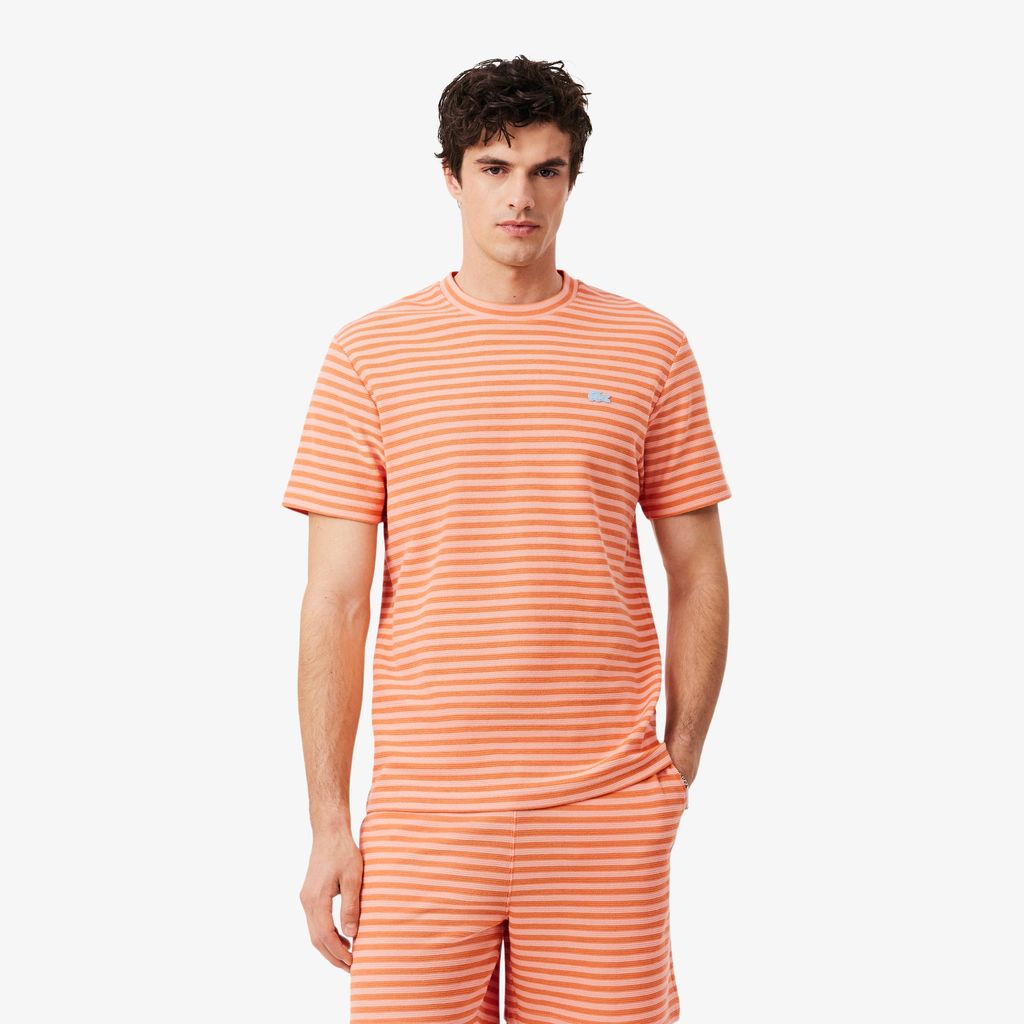 Áo Thun Lacoste Nam Dáng Cổ Điển Chất Liệu Cotton Kẻ Sọc Dập Nổi