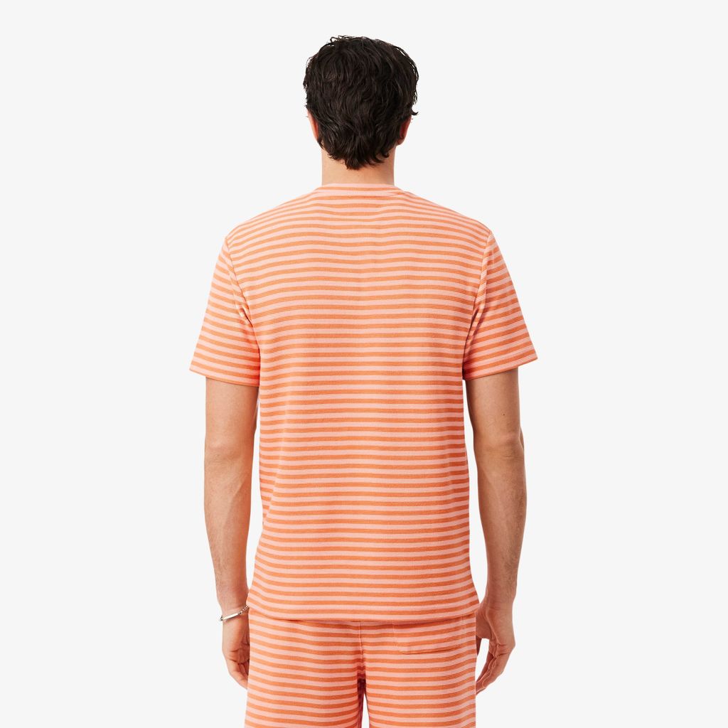 Áo Thun Lacoste Nam Dáng Cổ Điển Chất Liệu Cotton Kẻ Sọc Dập Nổi