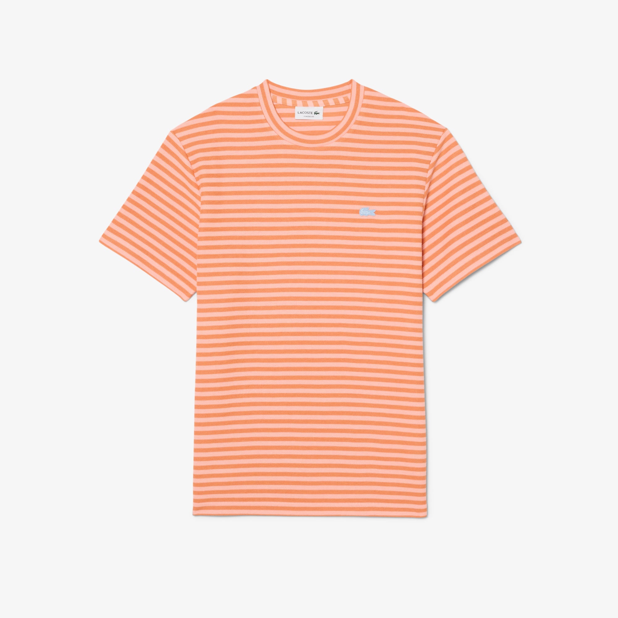 Áo Thun Lacoste Nam Dáng Cổ Điển Chất Liệu Cotton Kẻ Sọc Dập Nổi