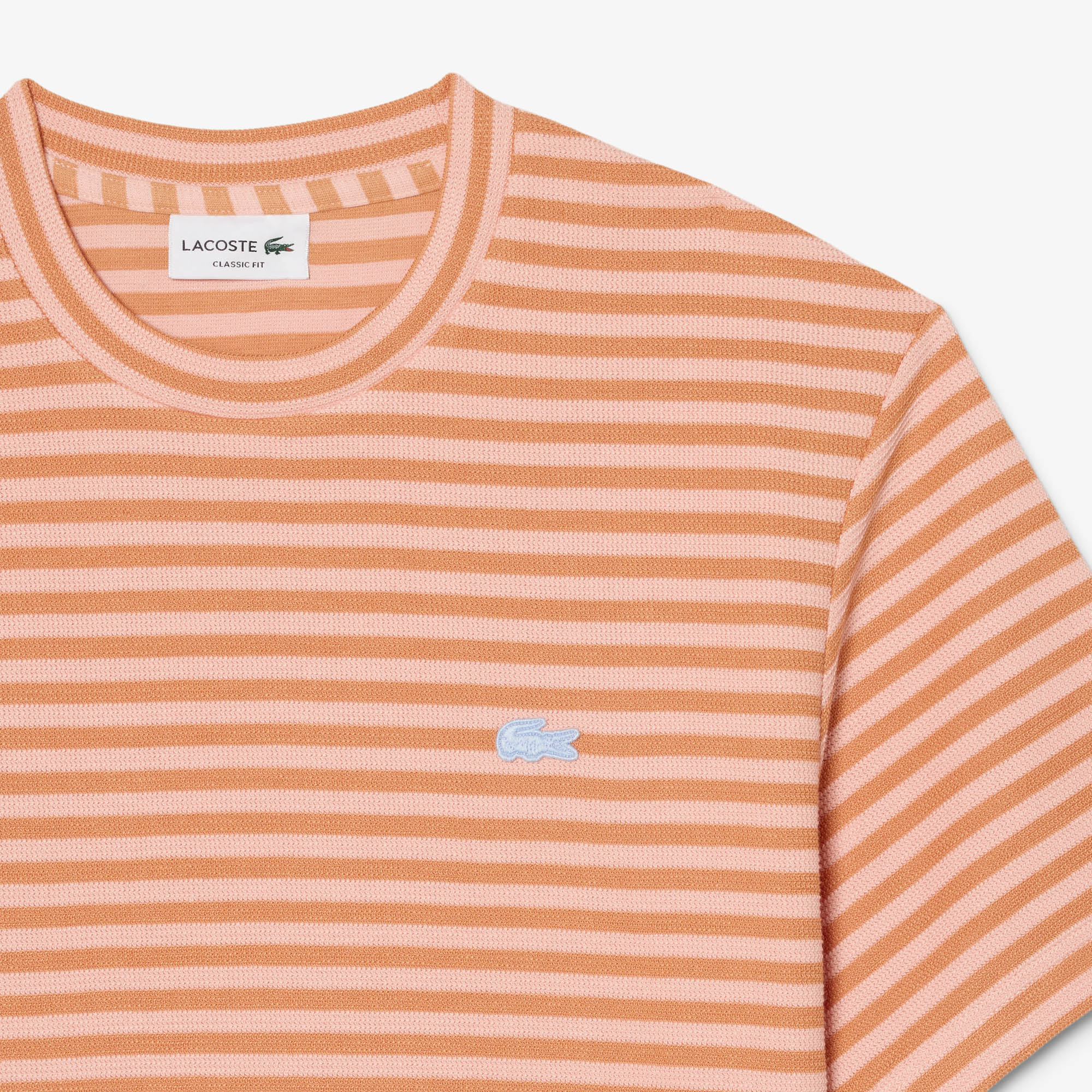 Áo Thun Lacoste Nam Dáng Cổ Điển Chất Liệu Cotton Kẻ Sọc Dập Nổi